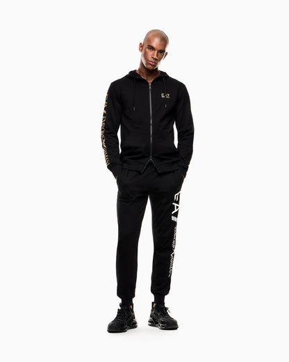 EA7 Logo zip up sweatshirt in cotton with a hood Logo Series