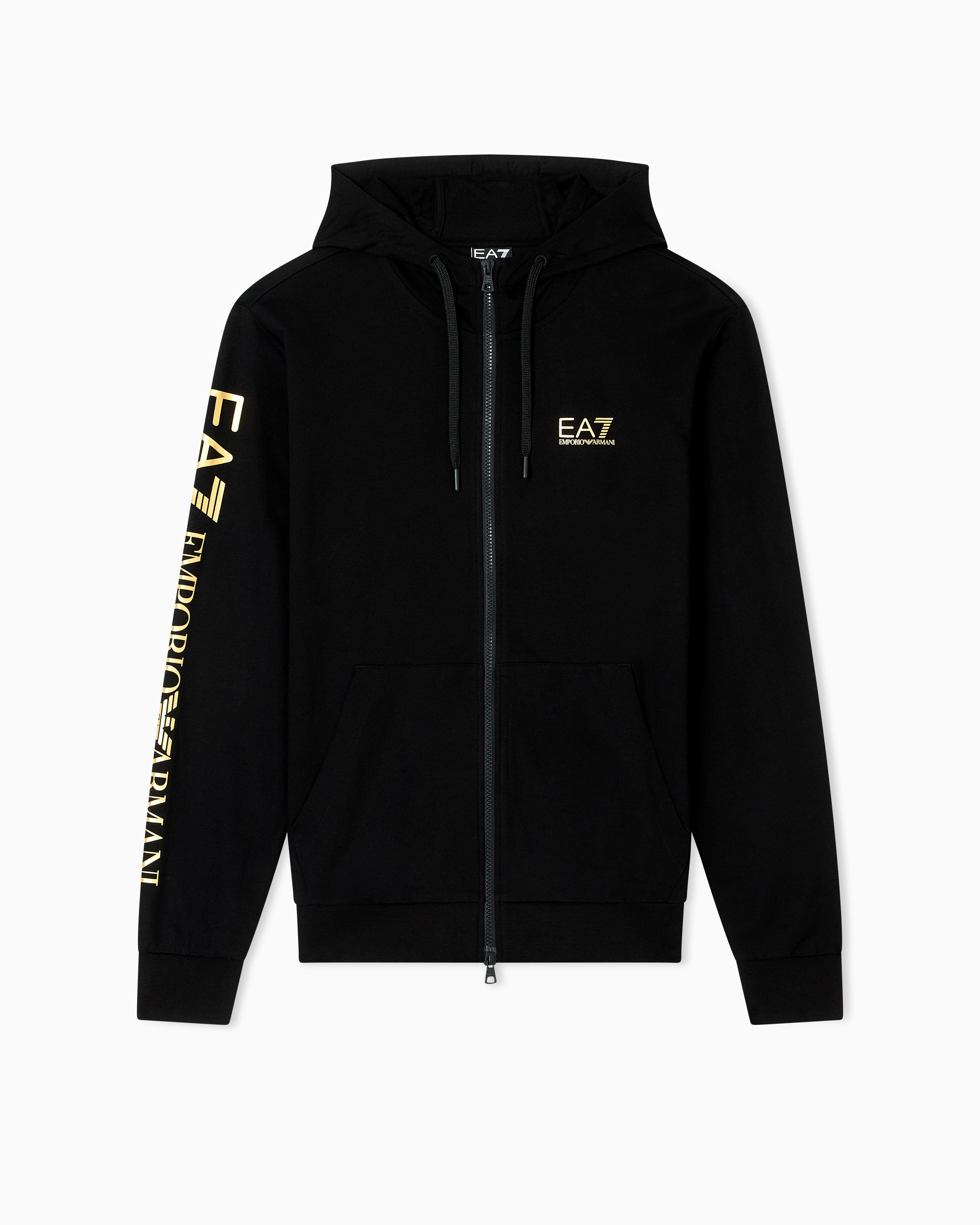 EA7 Logo zip up sweatshirt in cotton with a hood Logo Series