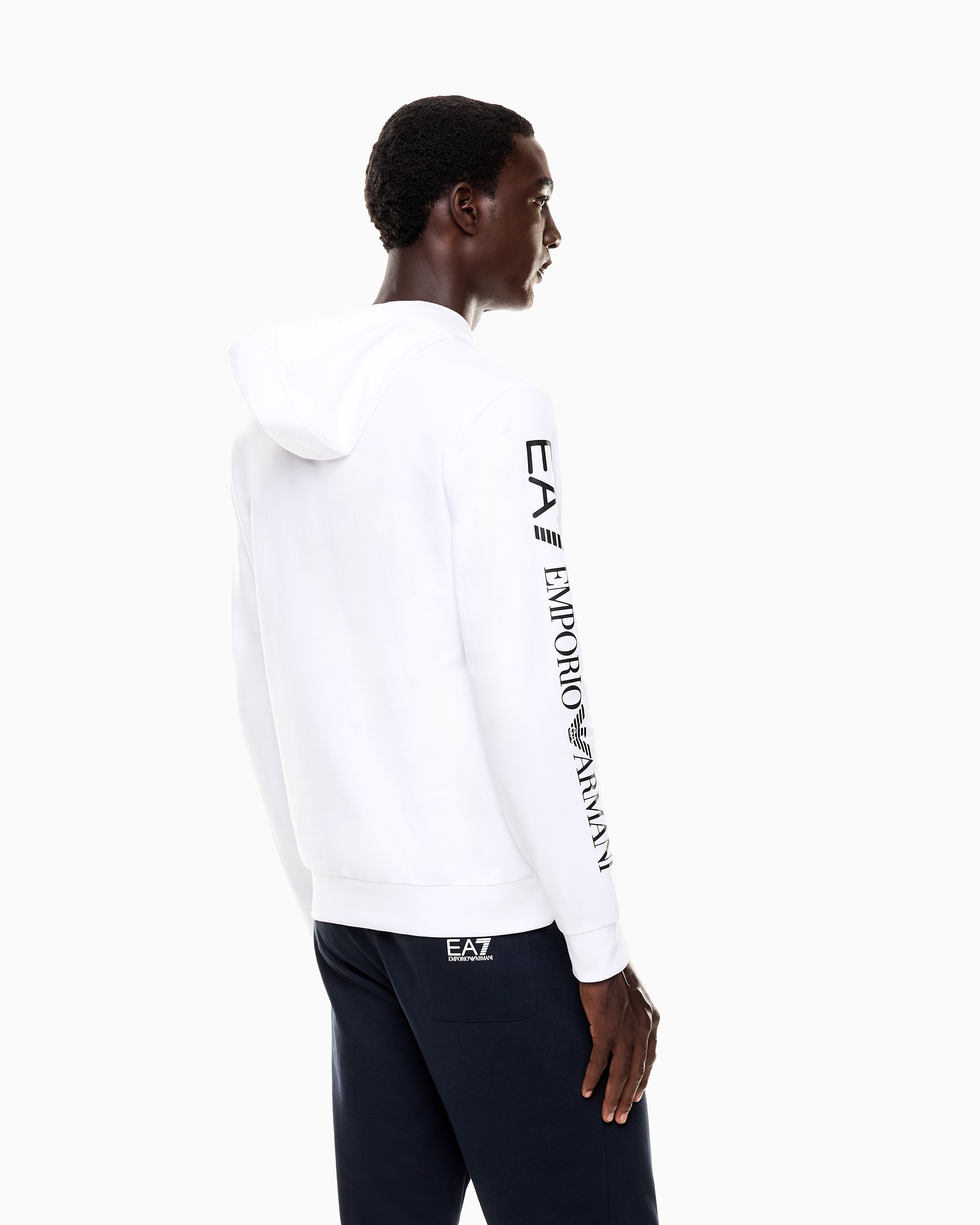 EA7 Logo Series hooded cotton sweatshirt