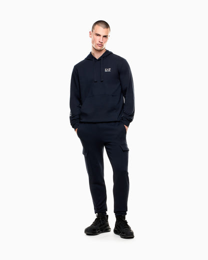 EA7 Logo Series hooded cotton sweatshirt