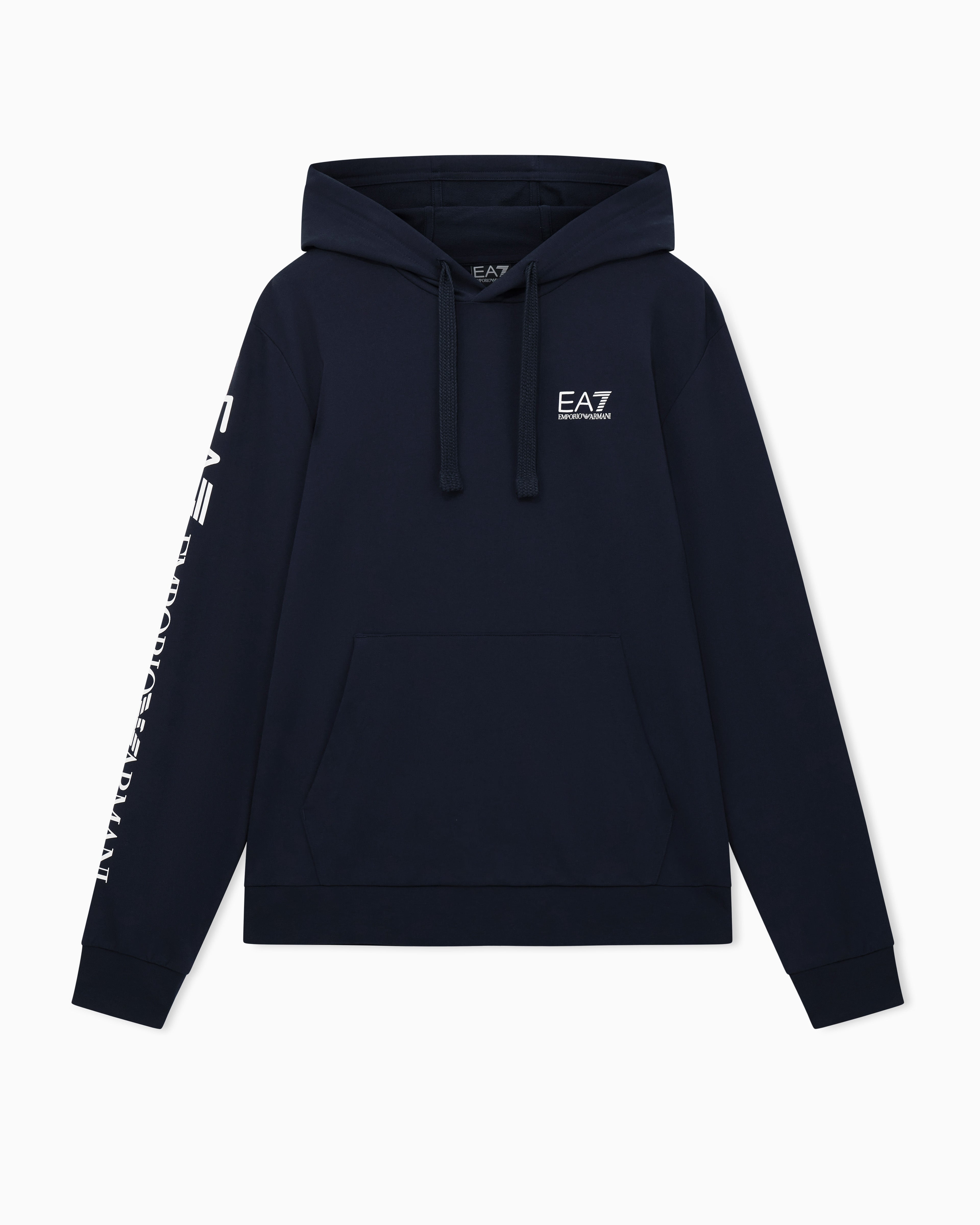 EA7 Pullover sweatshirt in cotton with a hood Logo Series