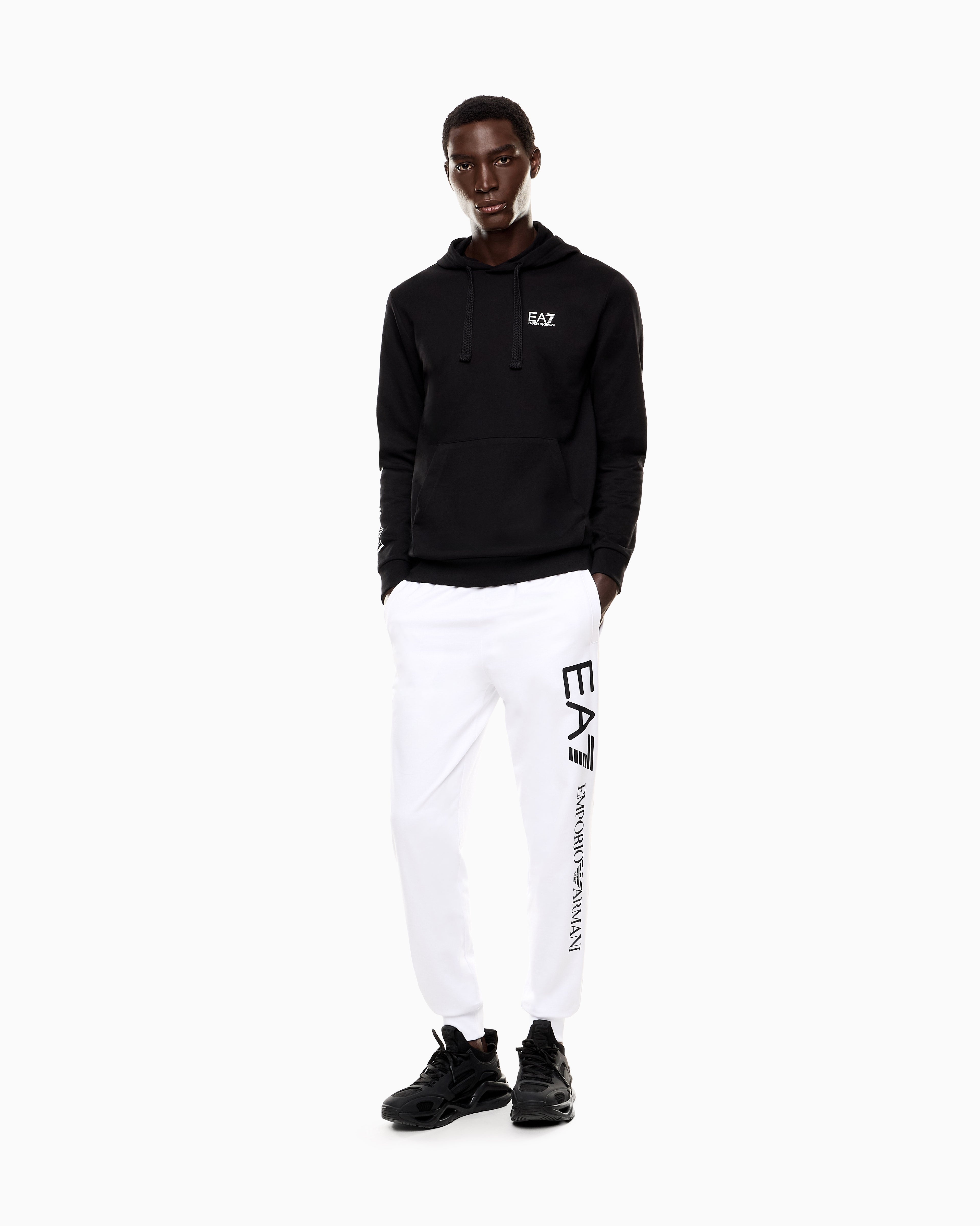 EA7 Pullover sweatshirt in cotton with a hood Logo Series