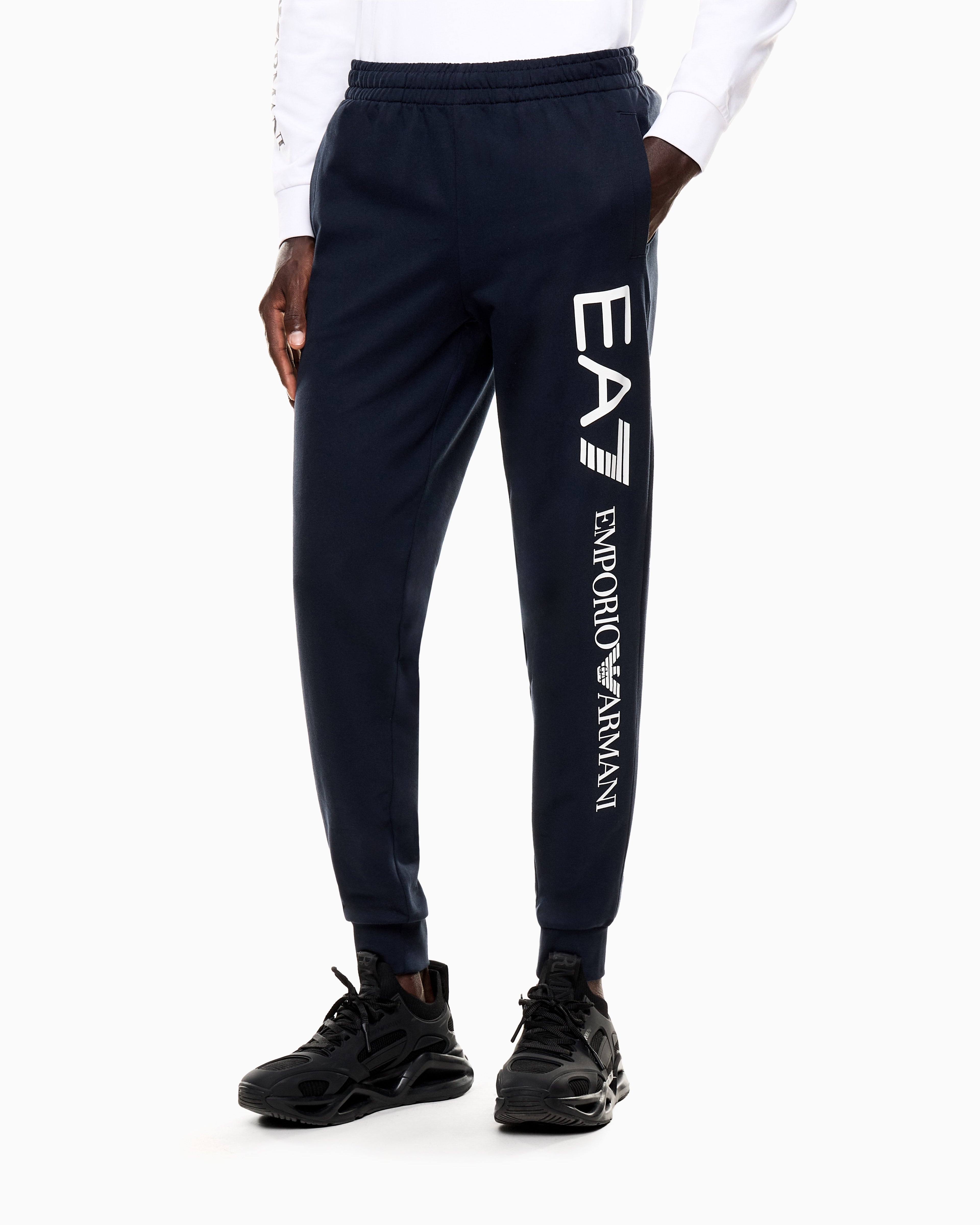 EA7 Logo joggers in slim-fit cotton with pockets Logo Series