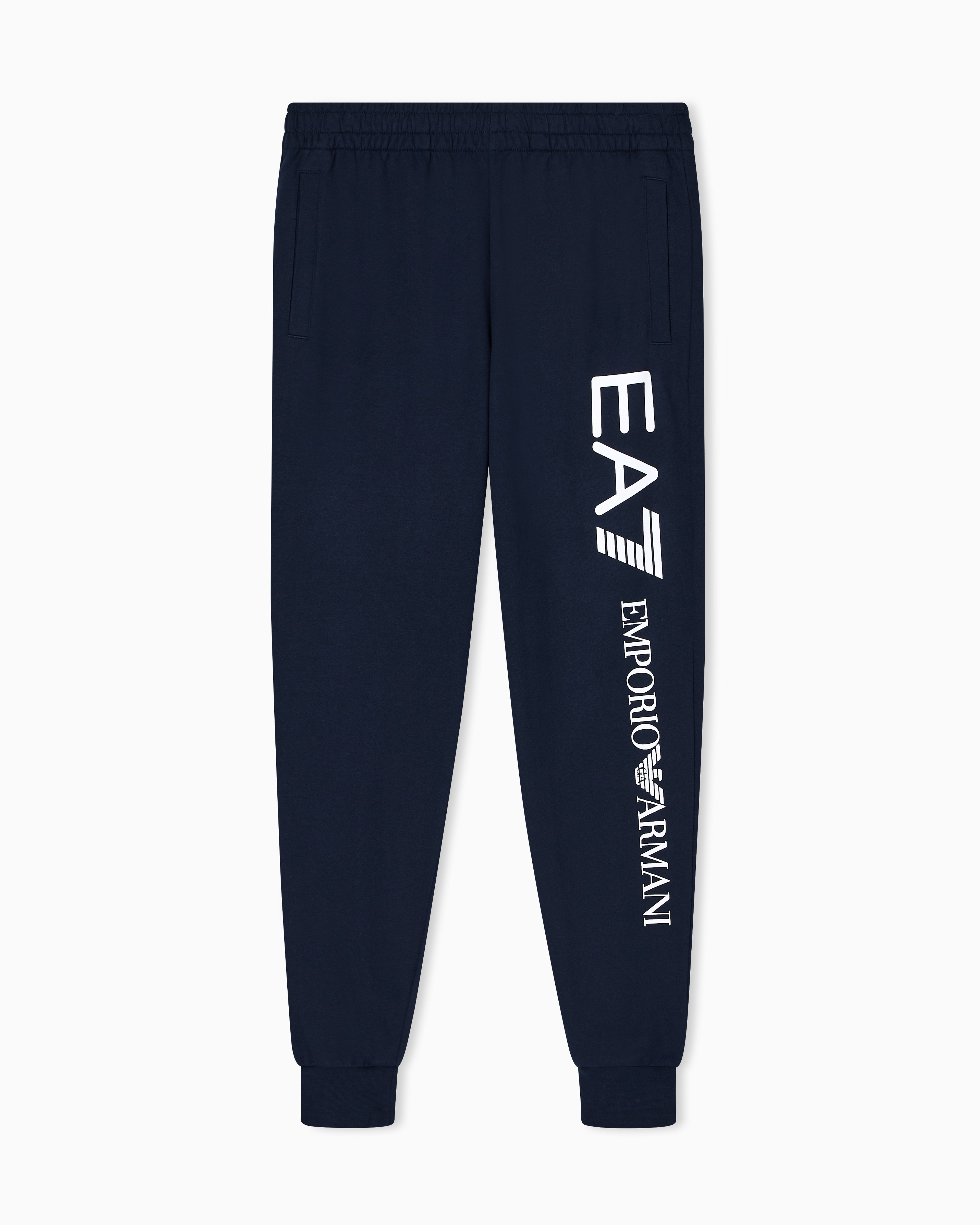 EA7 Logo joggers in slim-fit cotton with pockets Logo Series