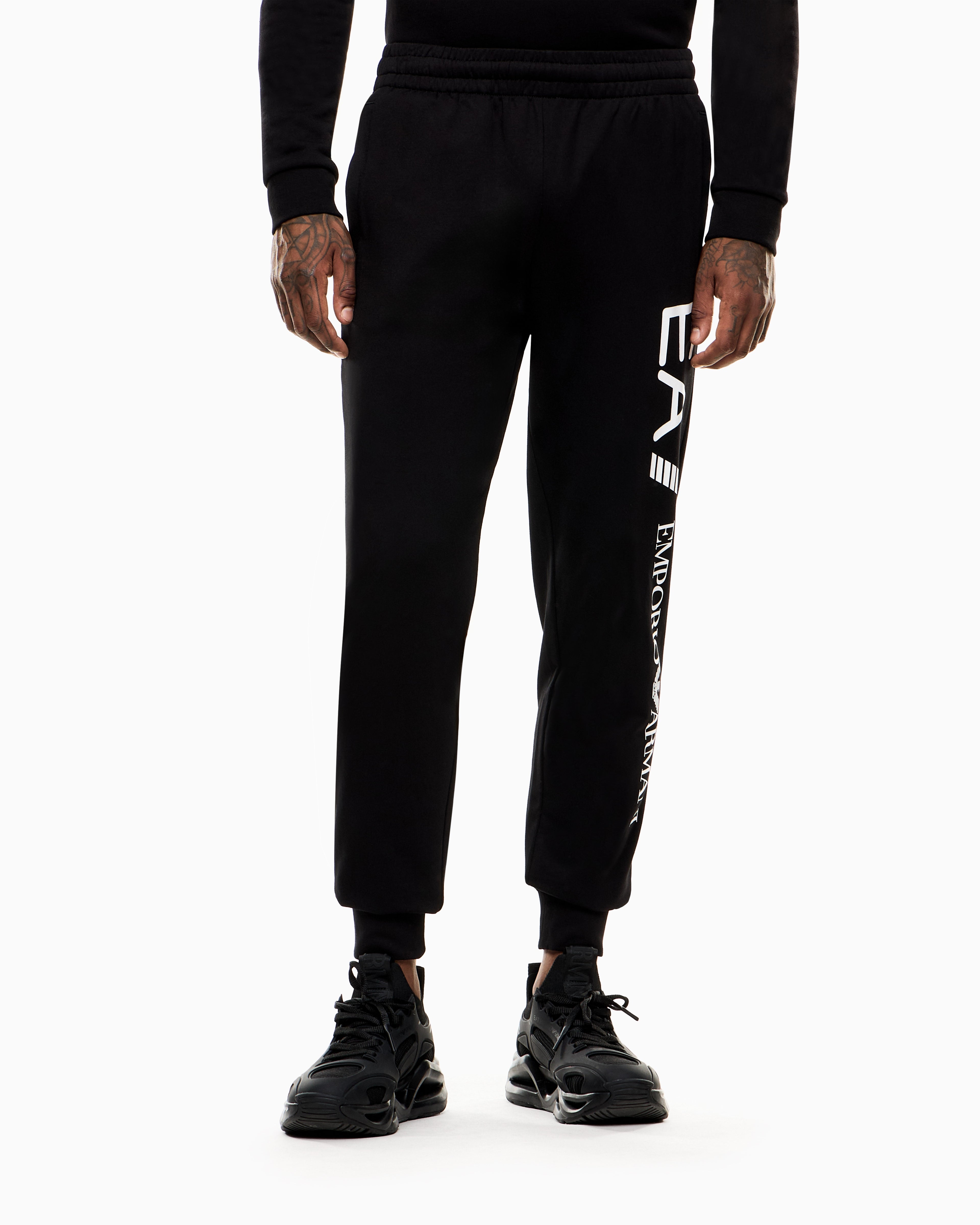 EA7 Logo joggers in slim-fit cotton with pockets Logo Series