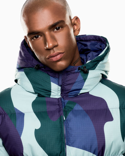 EA7 Iridescent nylon padded jacket with hood