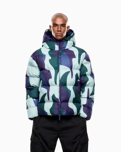 EA7 Iridescent nylon padded jacket with hood