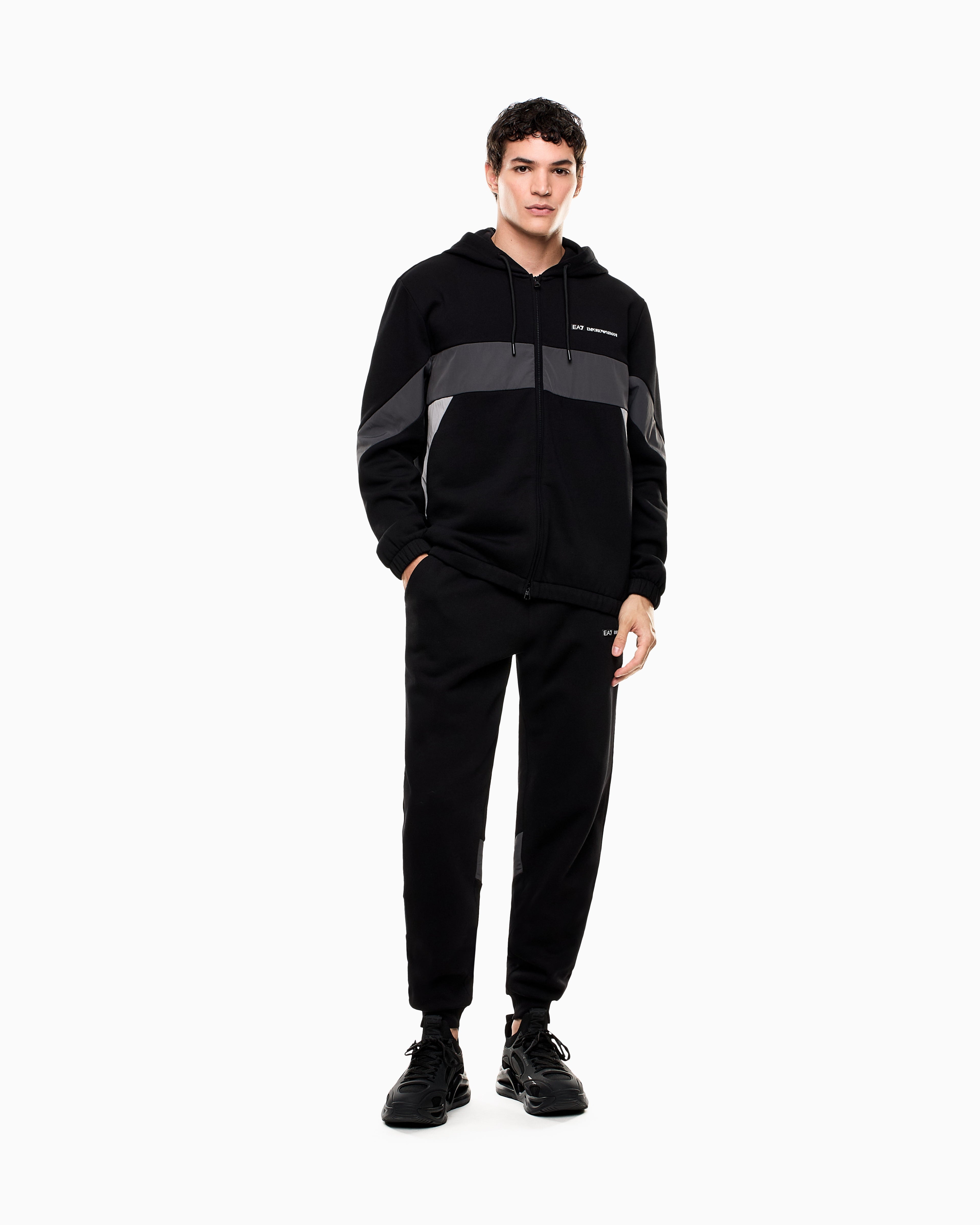 EA7 Athletic Colour Block cotton-blend tracksuit