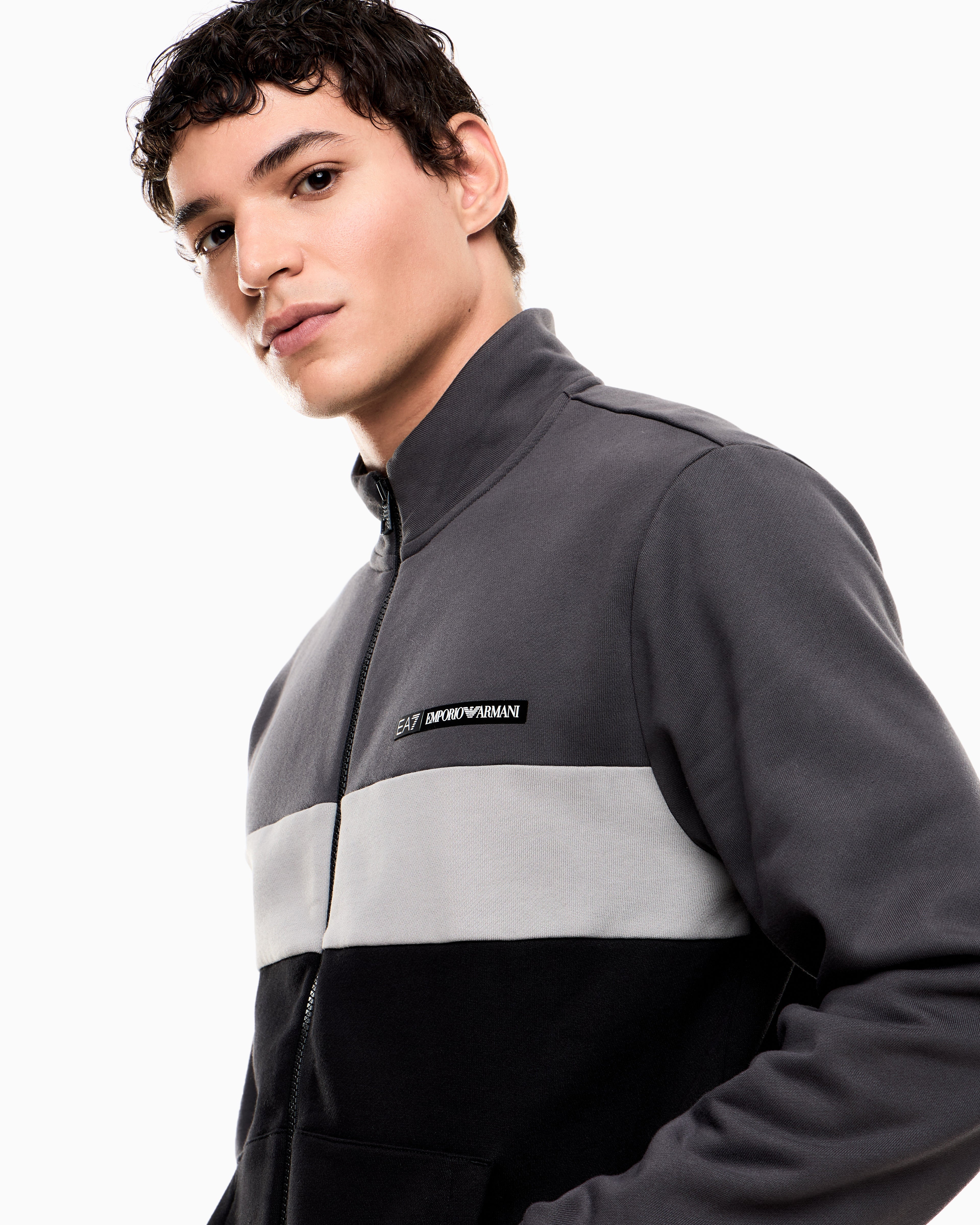 EA7 ASV Athletic Colour Block organic cotton-blend tracksuit
