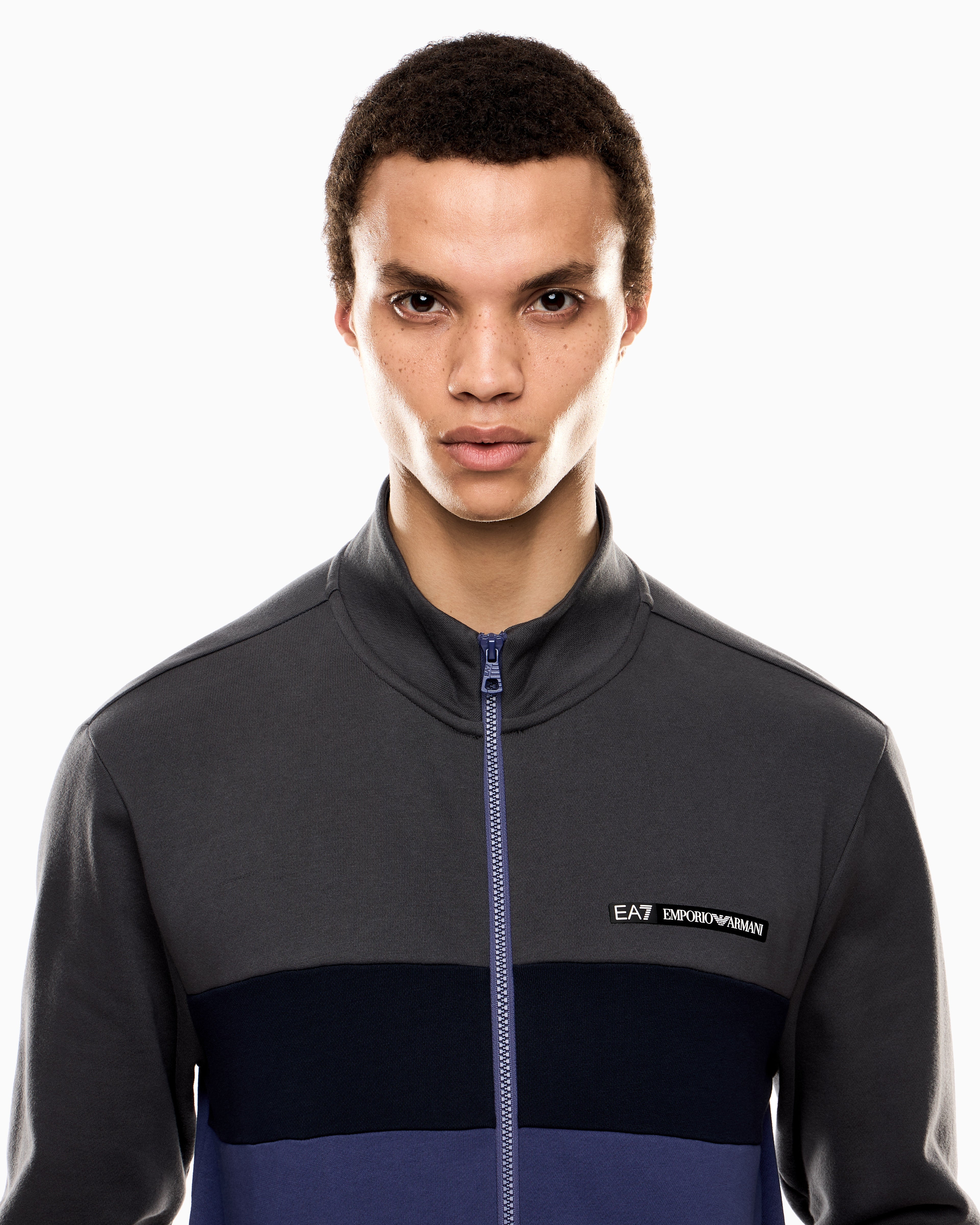 EA7 ASV Athletic Colour Block organic cotton-blend tracksuit