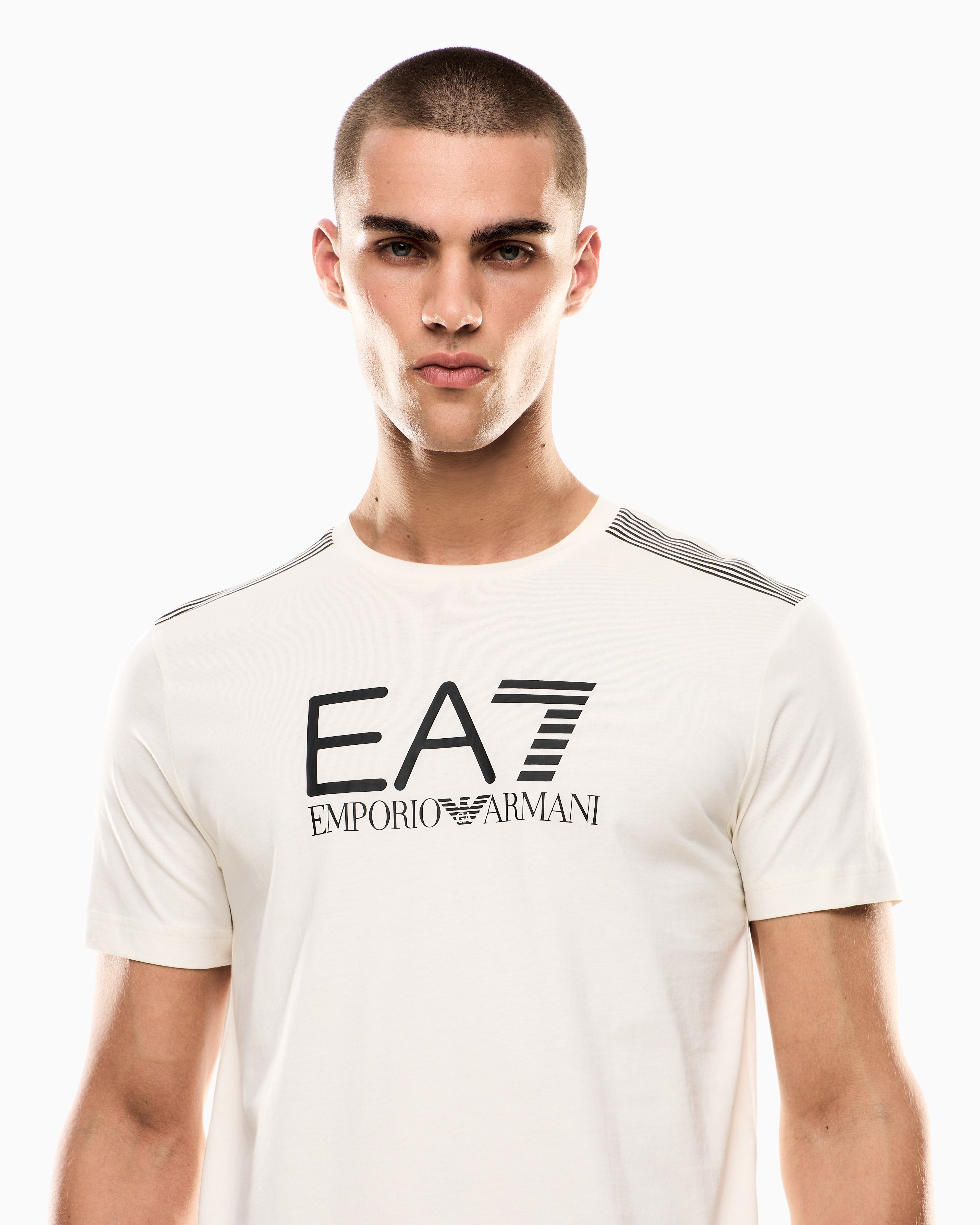 EA7 ASV 7 Lines cotton-blend jersey crew-neck T-shirt