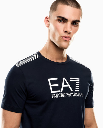EA7 ASV 7 Lines cotton-blend jersey crew-neck T-shirt