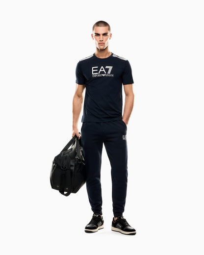 EA7 ASV 7 Lines cotton-blend jersey crew-neck T-shirt
