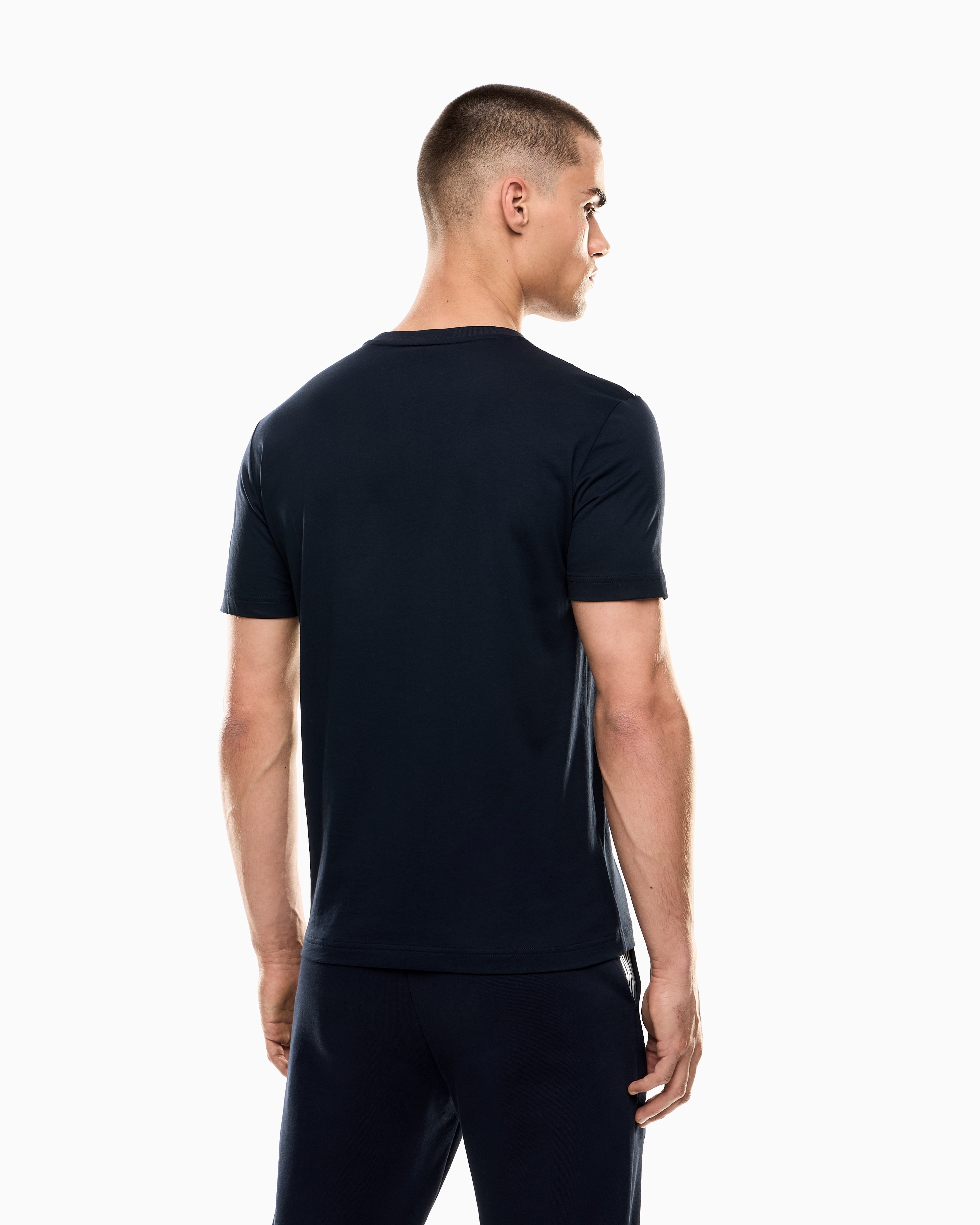 EA7 ASV 7 Lines cotton-blend jersey crew-neck T-shirt