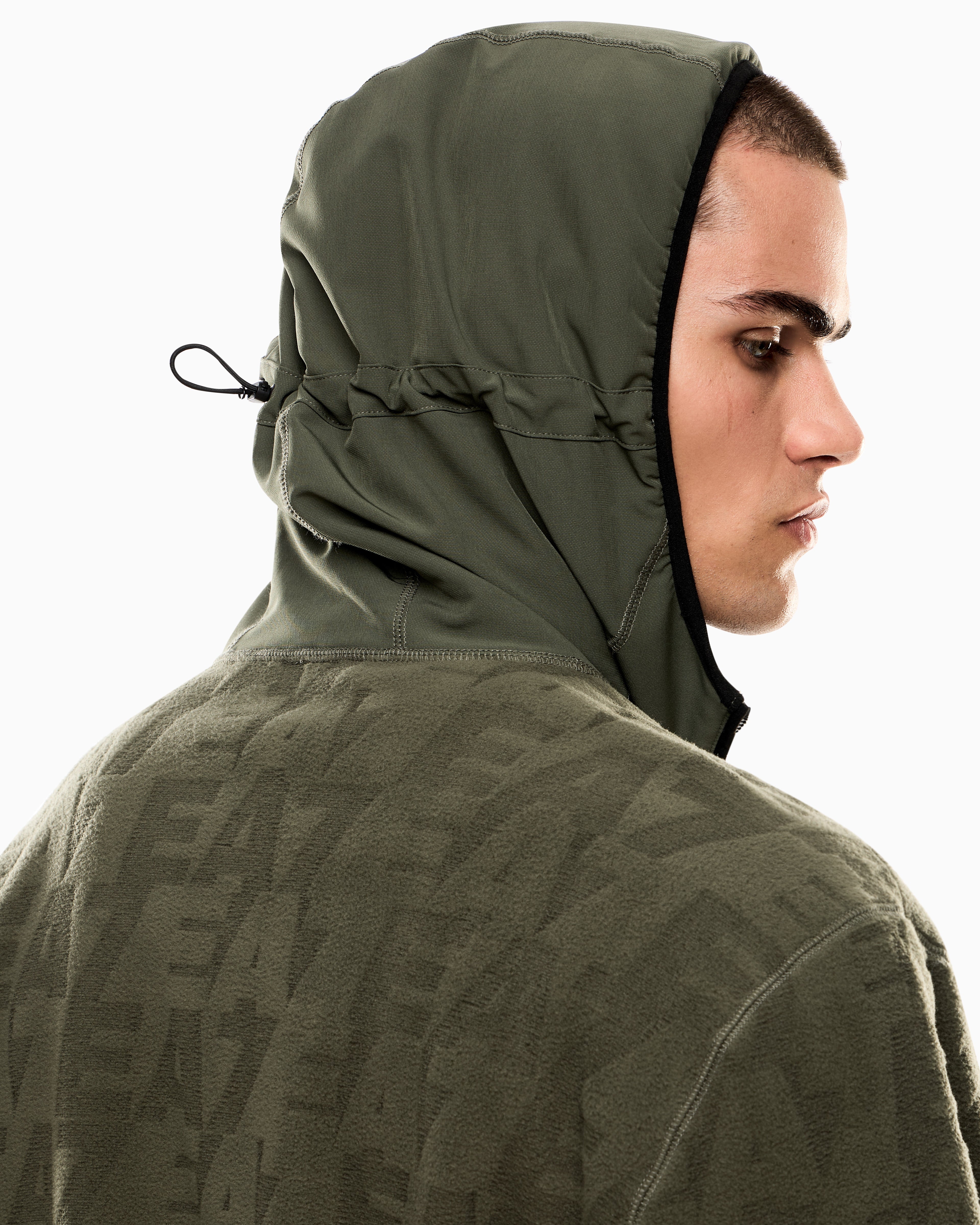 EA7 Logo Series hooded sweatshirt in polar fleece with nylon inserts