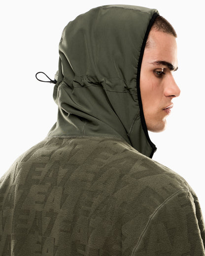 EA7 Logo Series hooded sweatshirt in polar fleece with nylon inserts