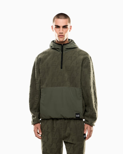 EA7 Logo Series hooded sweatshirt in polar fleece with nylon inserts