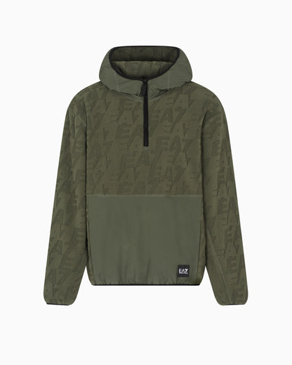 EA7 Logo Series hooded sweatshirt in polar fleece with nylon inserts