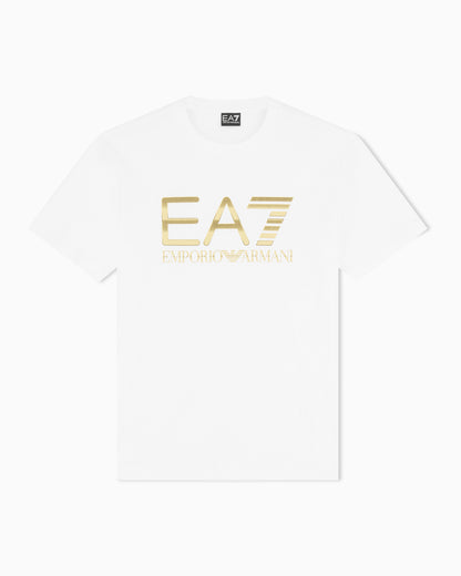 EA7 Crew neck cotton t-shirt with maxi logo Logo Series
