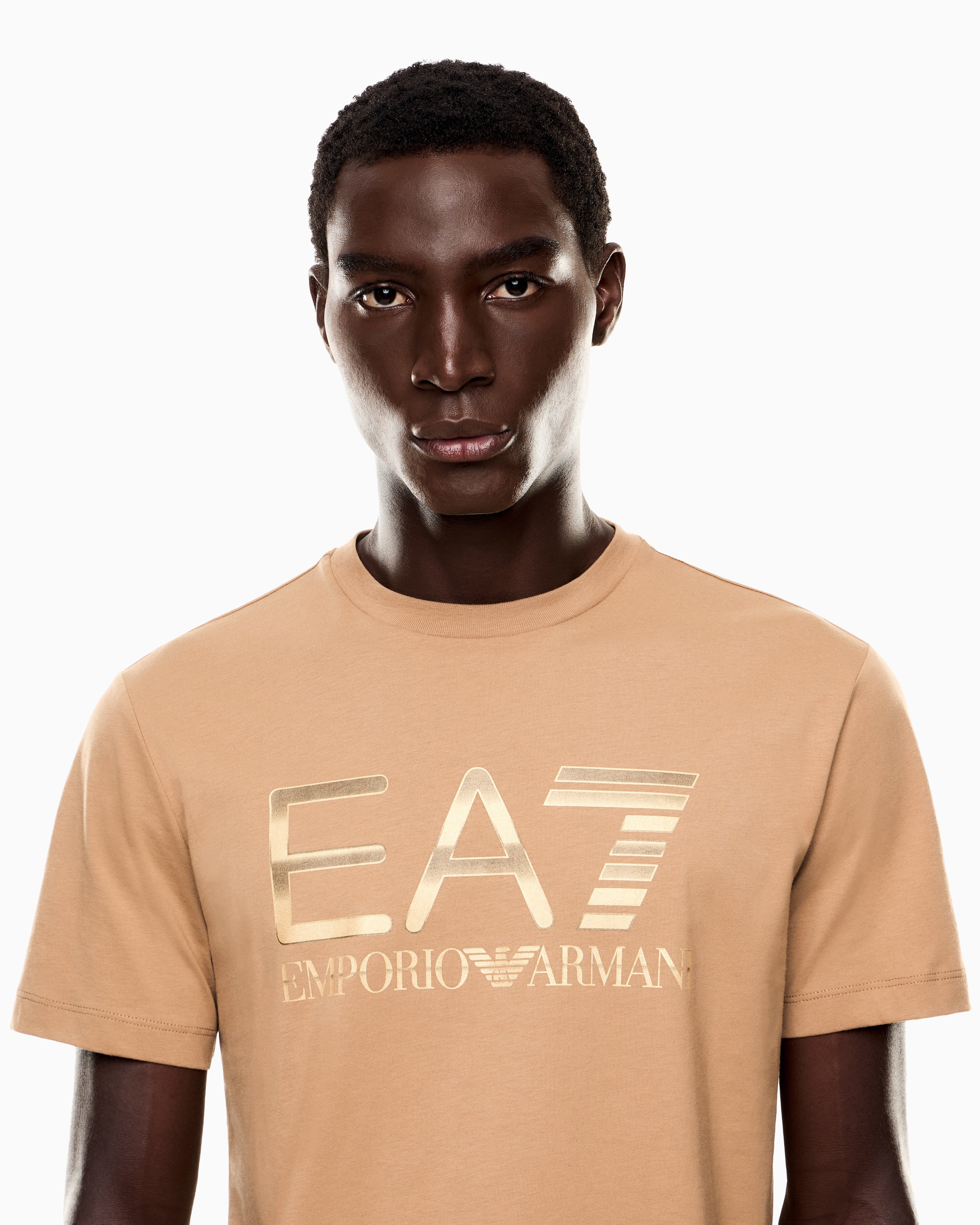 EA7 Logo Series cotton T-shirt with oversized logo
