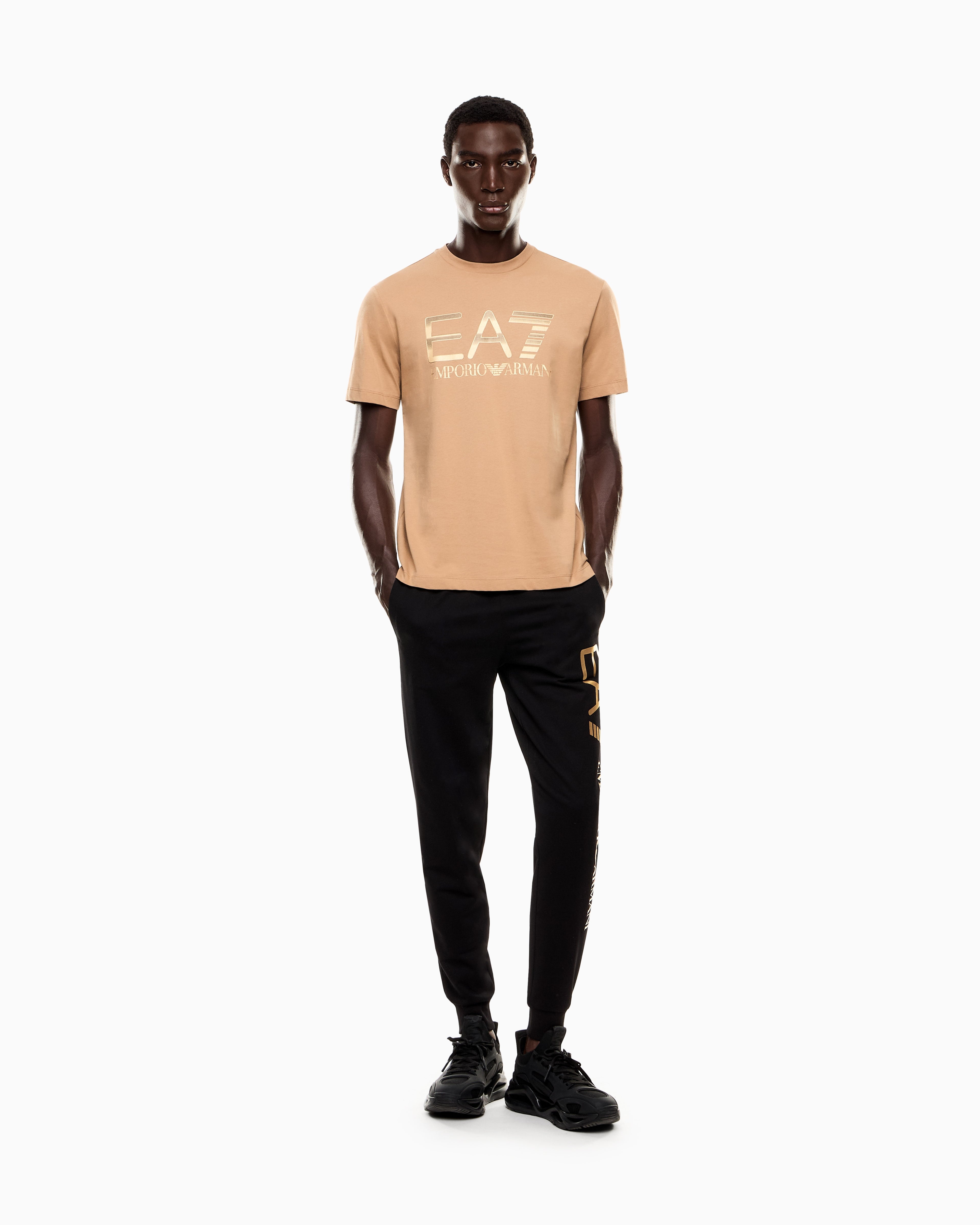 EA7 Logo Series cotton T-shirt with oversized logo