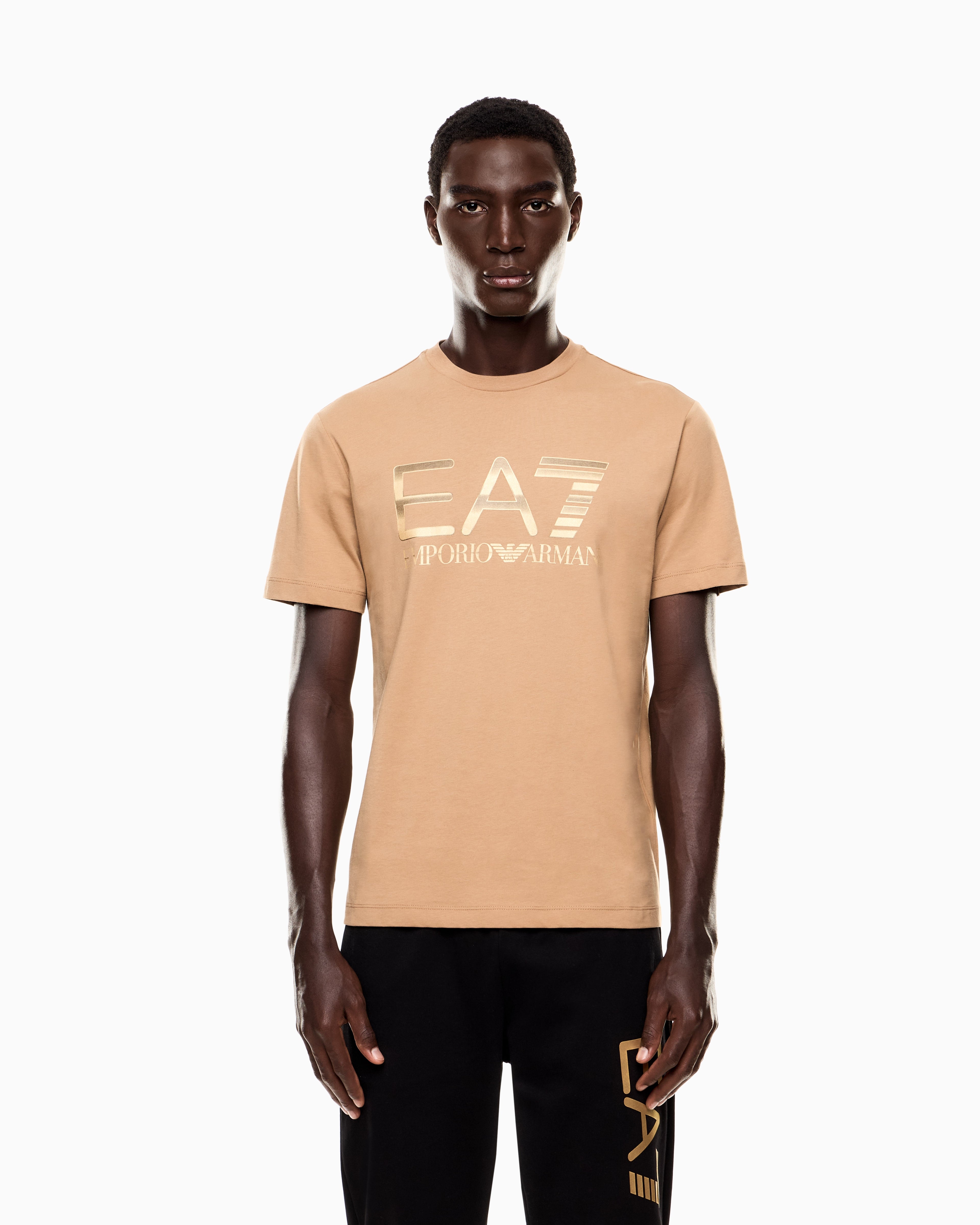 EA7 Logo Series cotton T-shirt with oversized logo