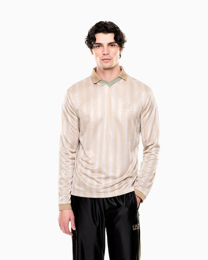 EA7 Soccer polo shirt in jacquard technical fabric