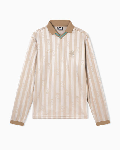 EA7 Soccer polo shirt in jacquard technical fabric