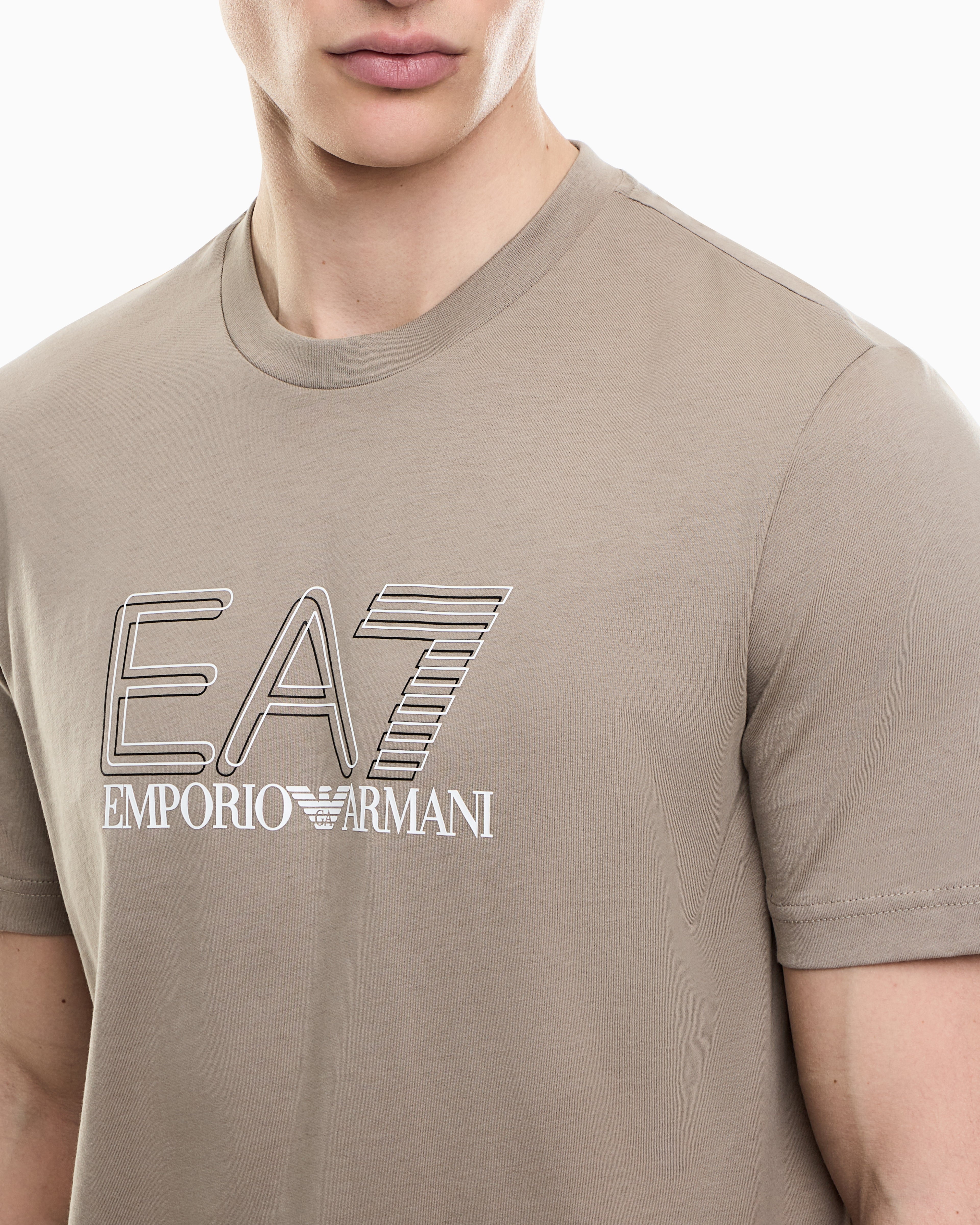 EA7 Cotton Jersey T-Shirt with EA7 Logo