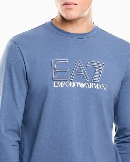 EA7 Visibility long-sleeved T-shirt in stretch cotton jersey