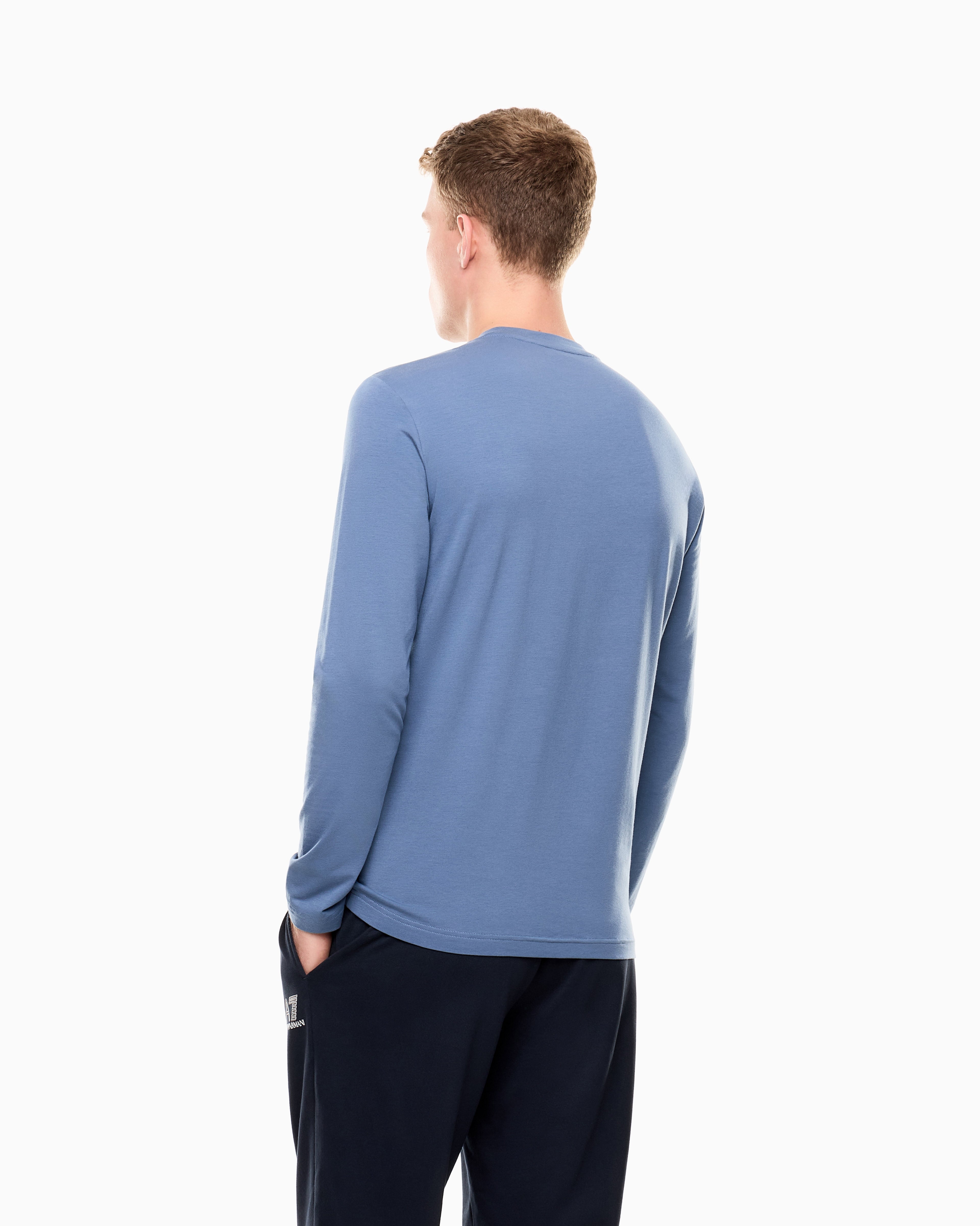 EA7 Visibility long-sleeved T-shirt in stretch cotton jersey