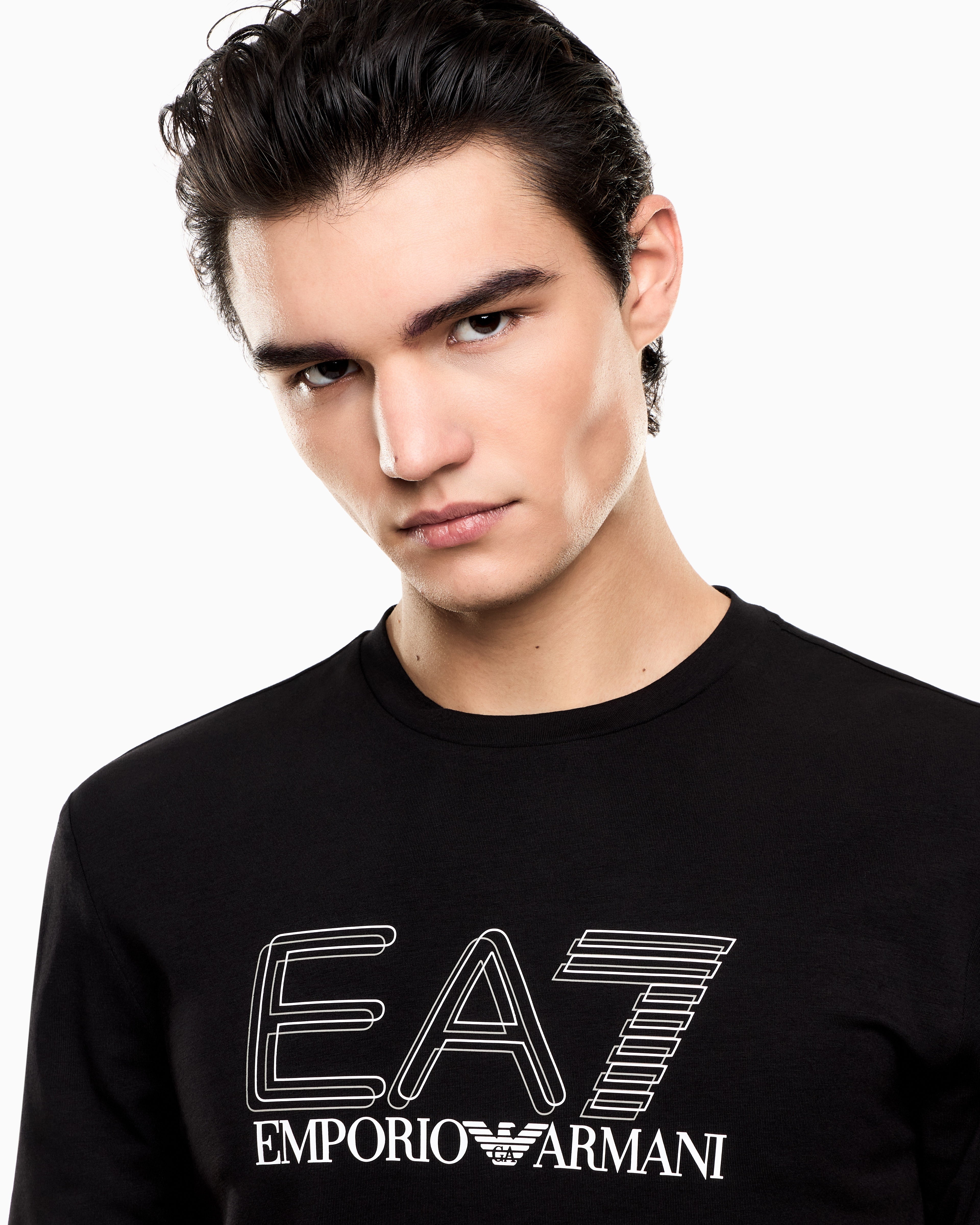 EA7 Visibility long-sleeved T-shirt in stretch cotton jersey