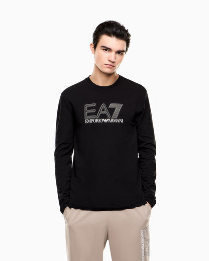 EA7 Visibility long-sleeved T-shirt in stretch cotton jersey