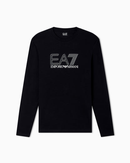 EA7 Visibility long-sleeved T-shirt in stretch cotton jersey