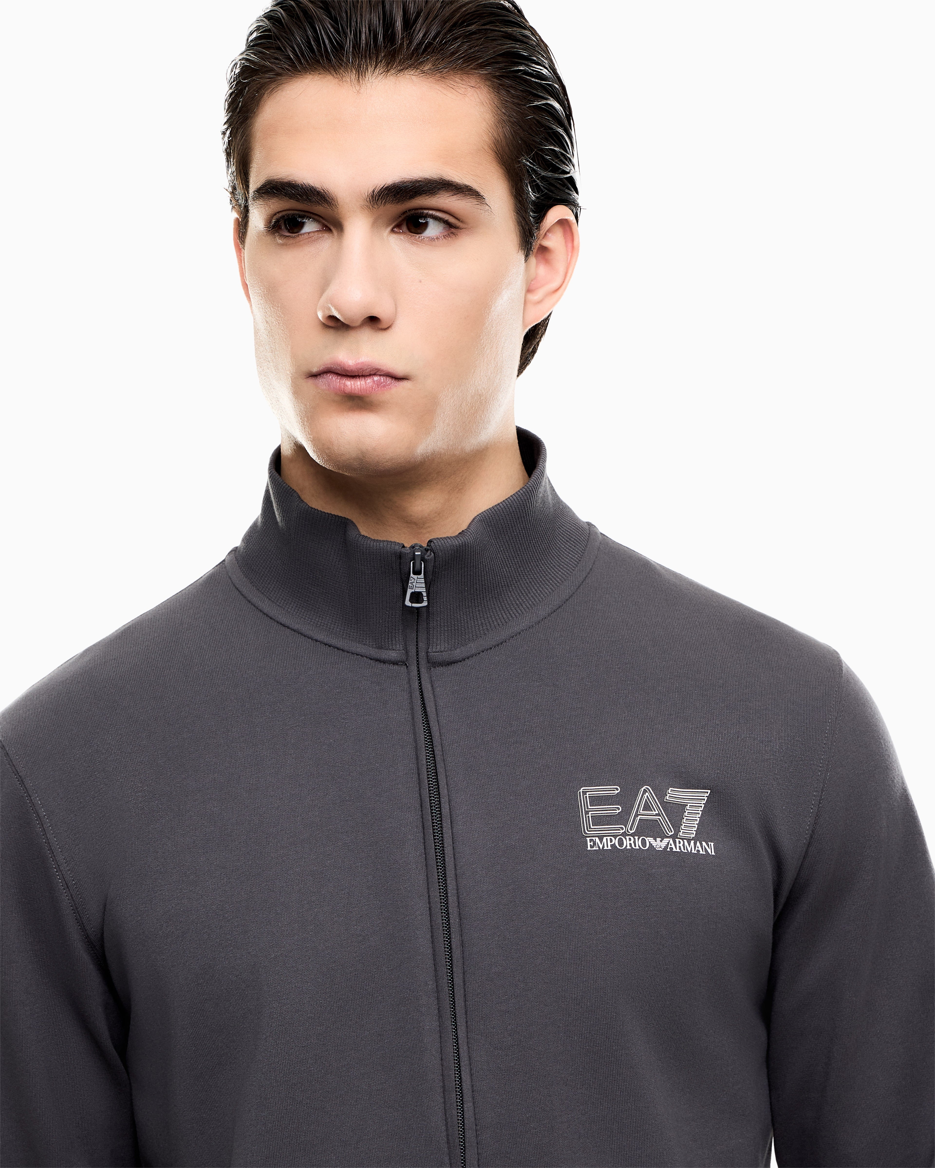 EA7 Visibility pure cotton zip-up tracksuit