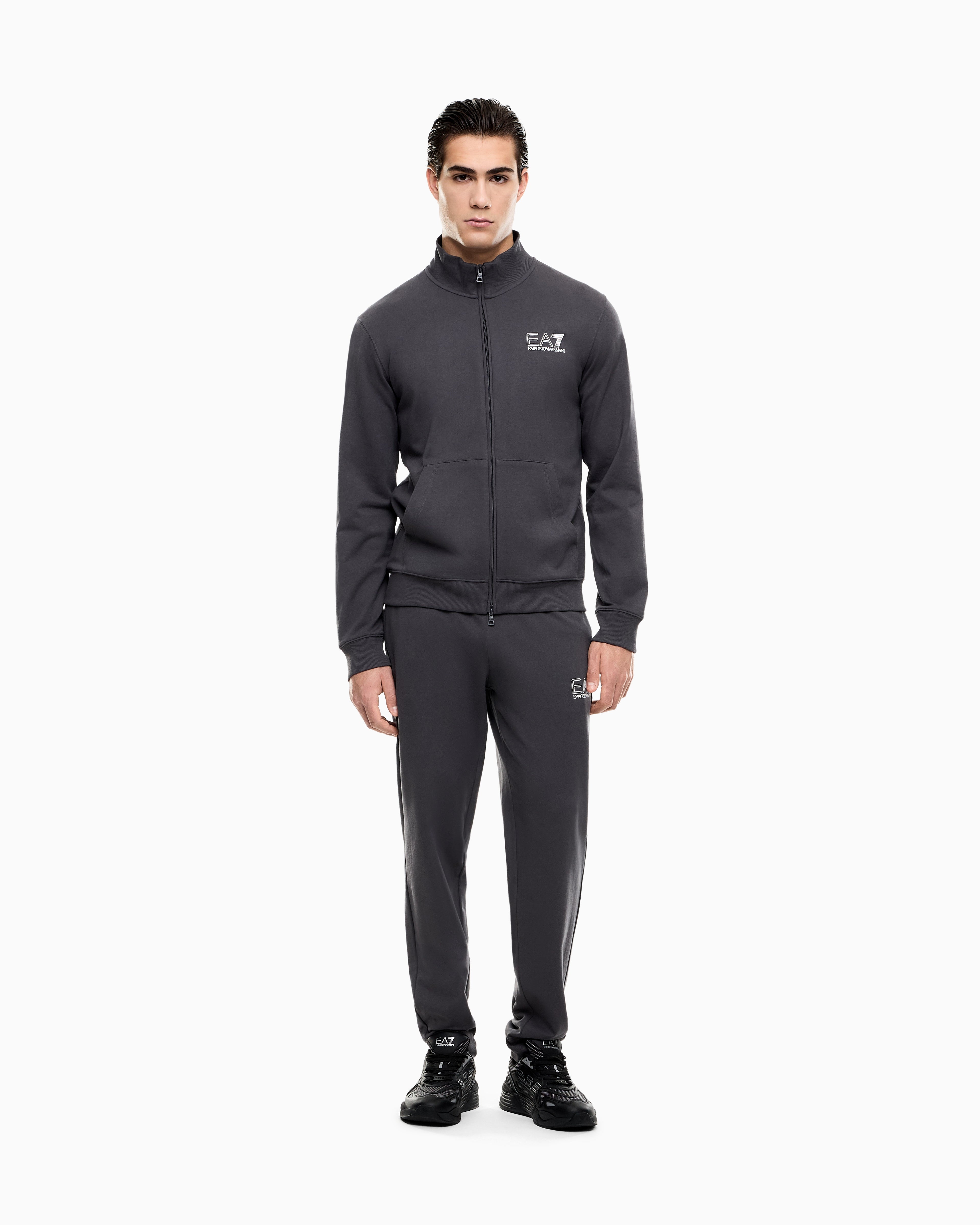 EA7 Visibility pure cotton zip-up tracksuit