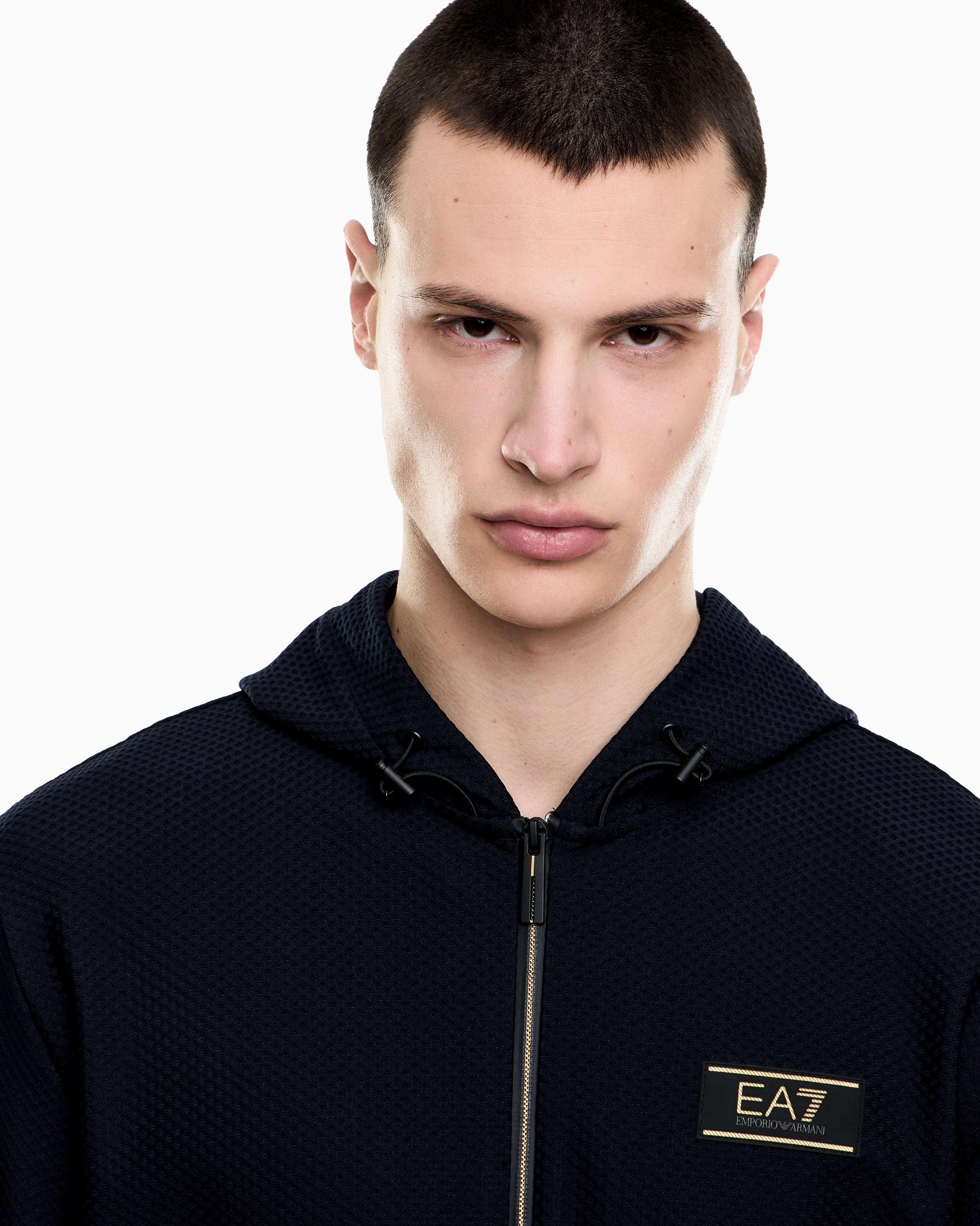 EA7 Premium Label technical fabric hooded sweatshirt