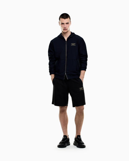 EA7 Premium Label technical fabric hooded sweatshirt