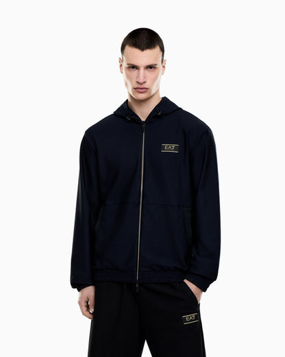 EA7 Premium Label technical fabric hooded sweatshirt