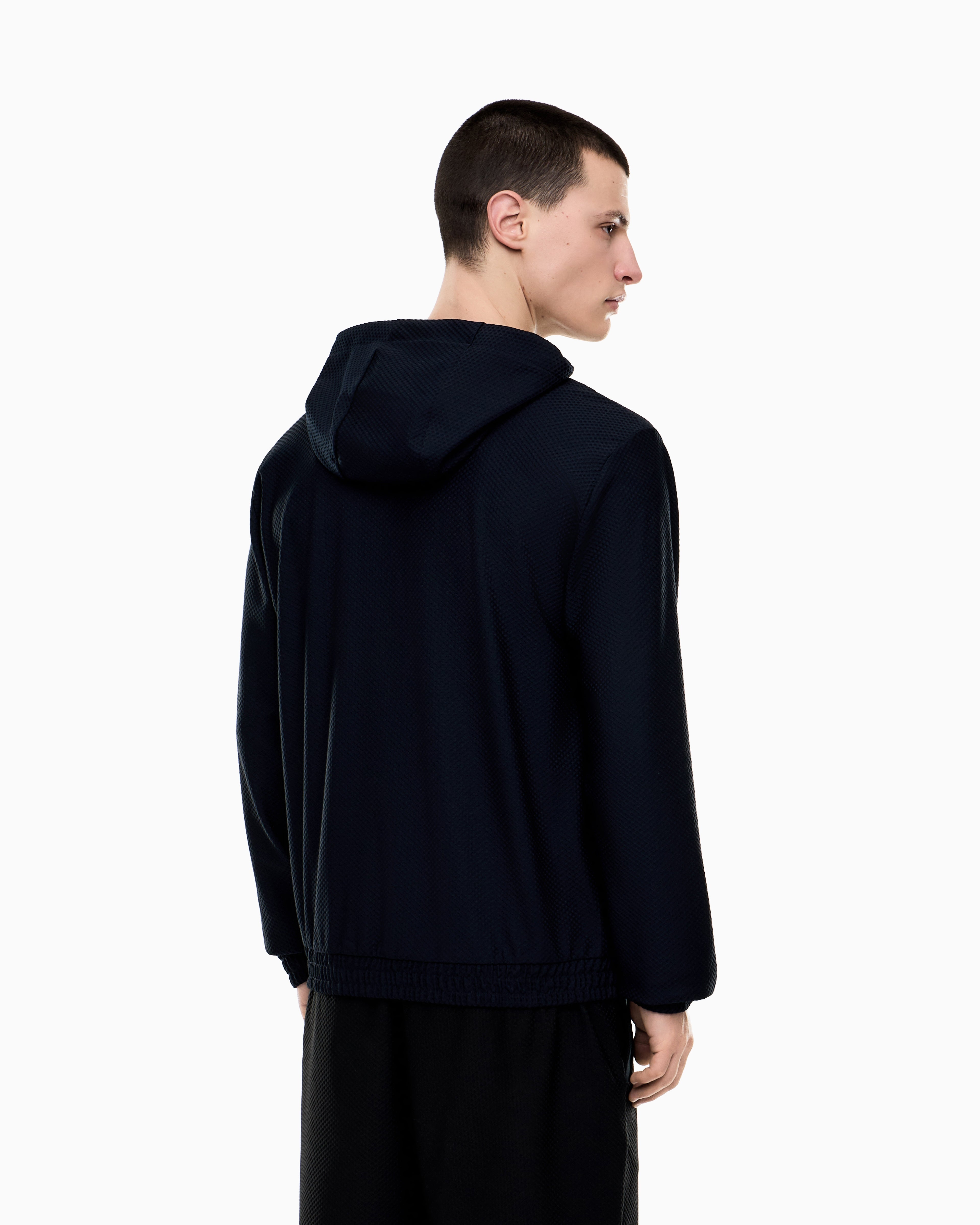 EA7 Premium Label technical fabric hooded sweatshirt
