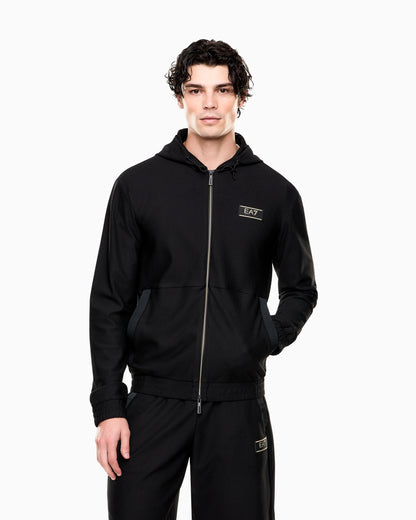 EA7 Premium Label technical fabric hooded sweatshirt