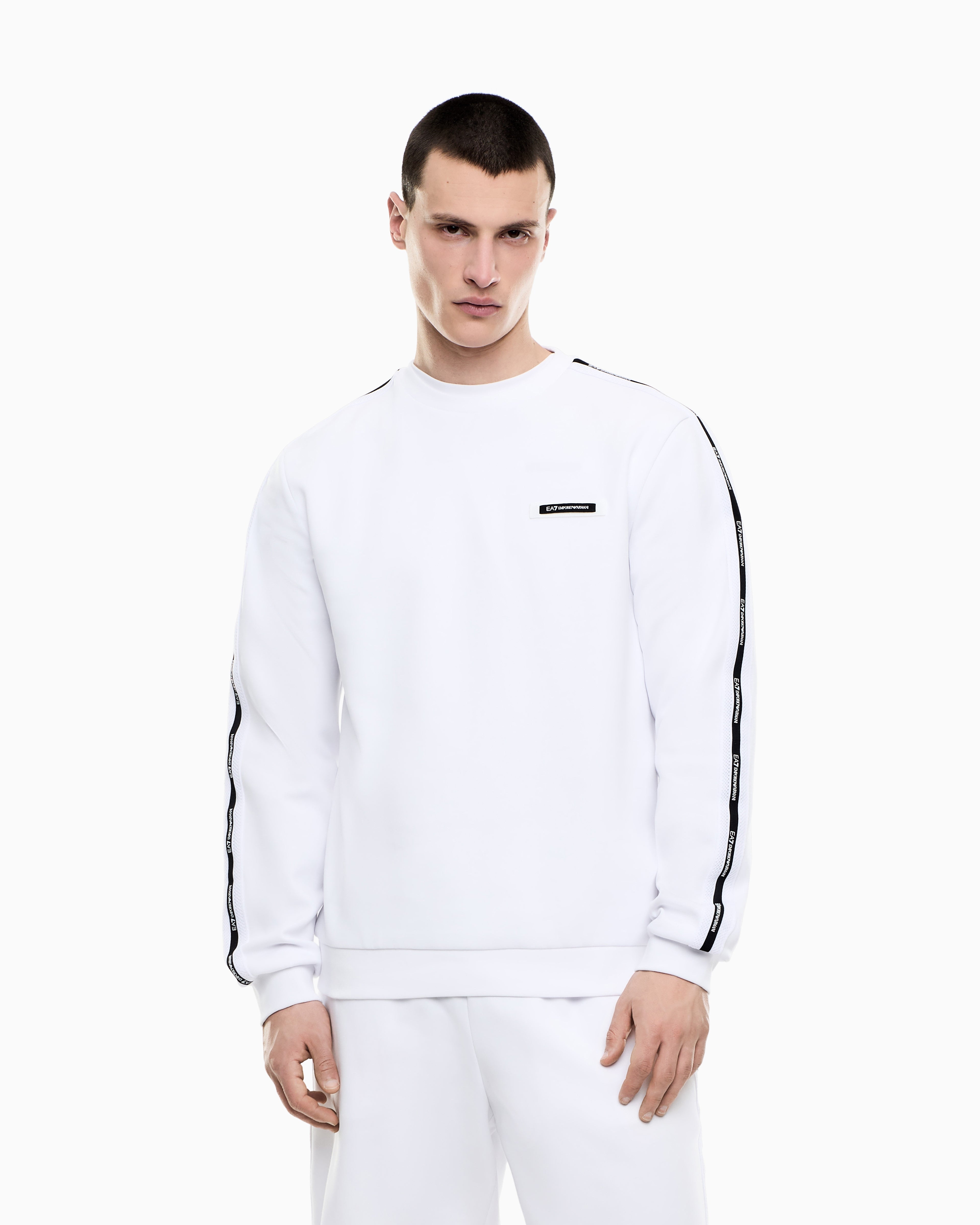 EA7 Logo Series cotton-blend interlock sweatshirt