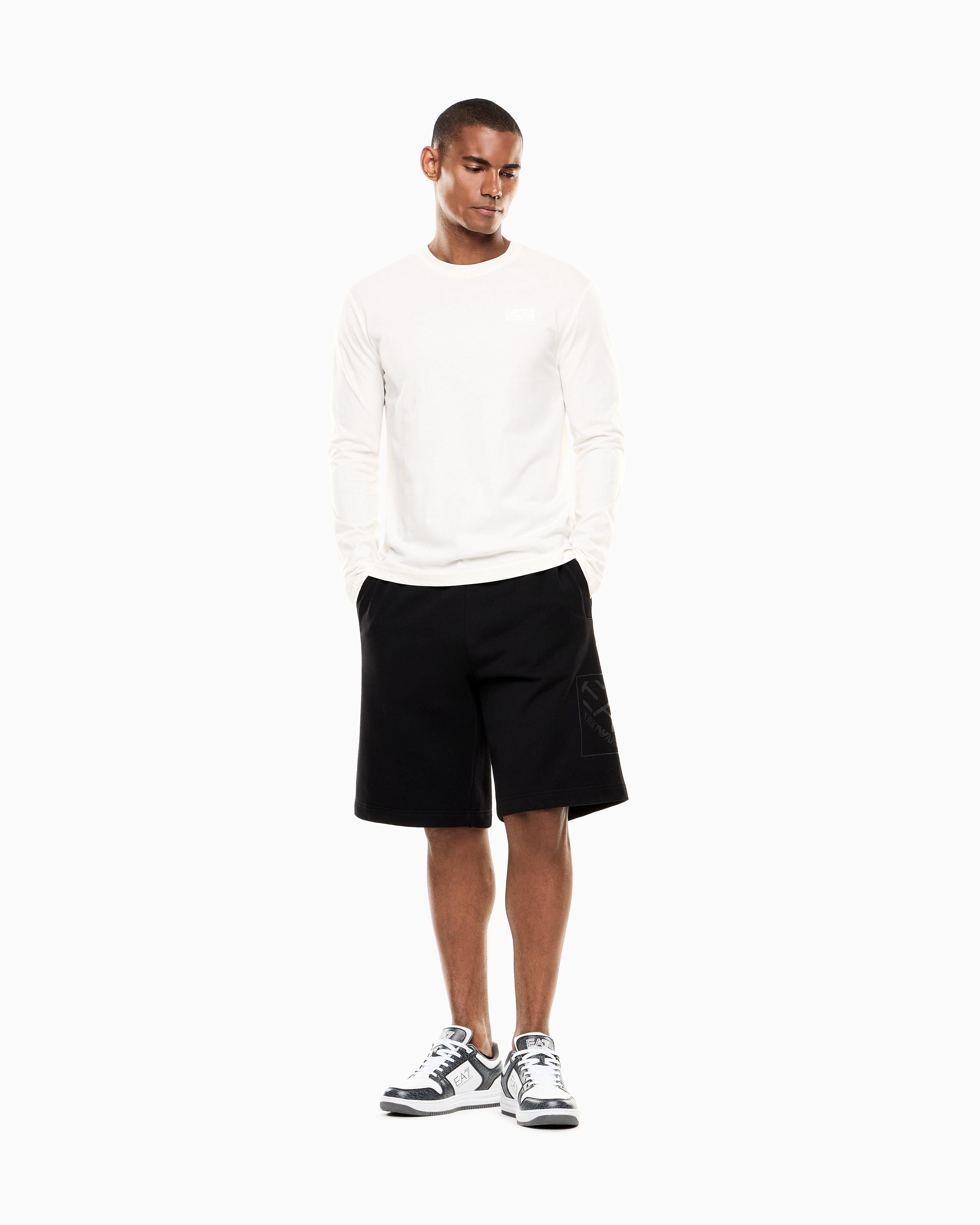 EA7 Logo Series cotton shorts
