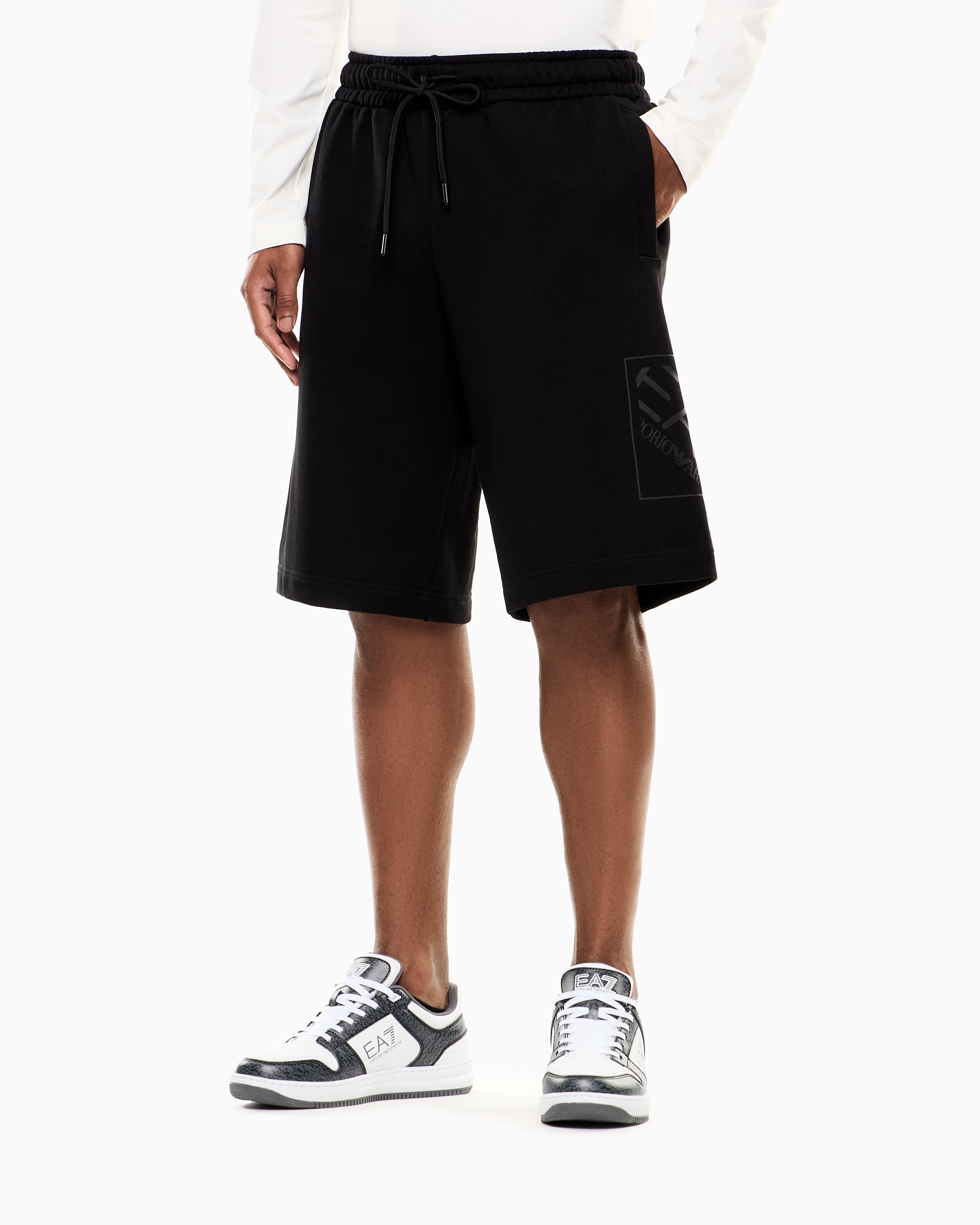 EA7 Logo Series cotton shorts