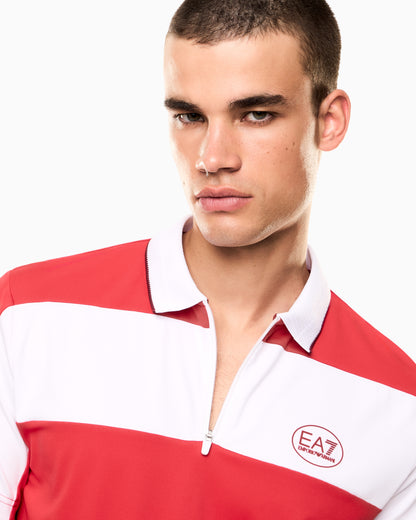 EA7 Tennis Pro zip-up polo shirt in VENTUS7 technical fabric