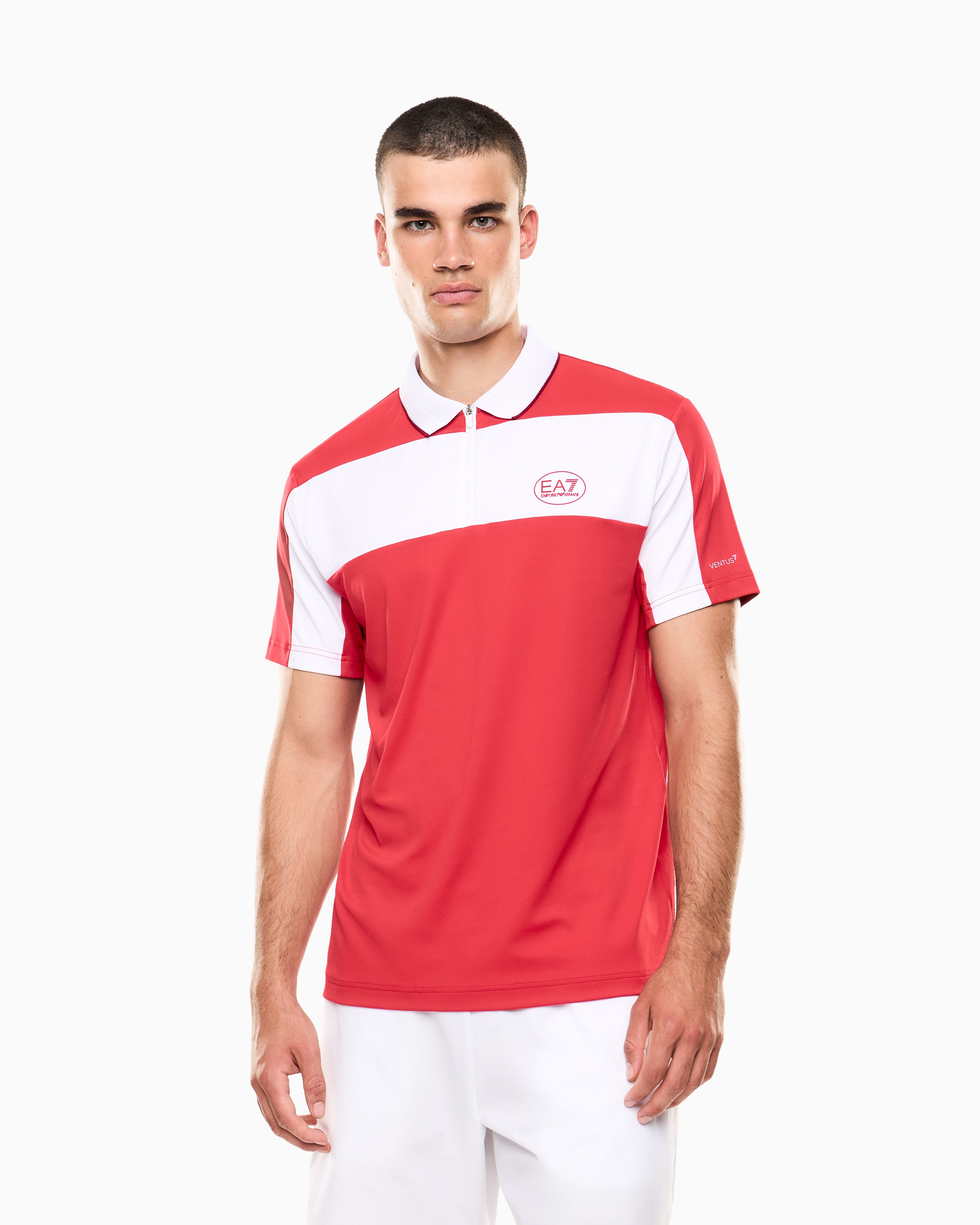 EA7 Tennis Pro zip-up polo shirt in VENTUS7 technical fabric