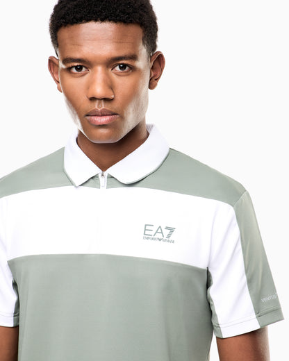 EA7 Tennis Pro zip-up polo shirt in VENTUS7 technical fabric
