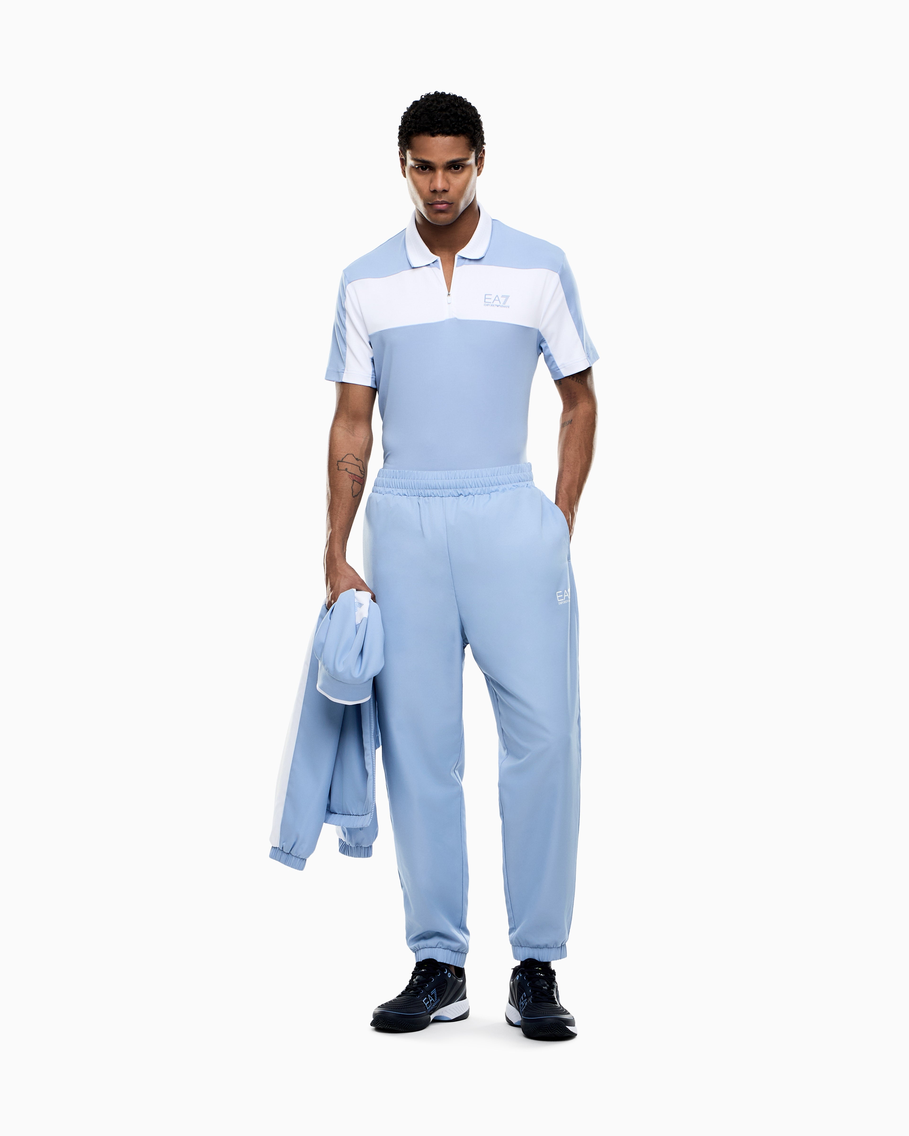 EA7 Tennis Pro zip-up polo shirt in VENTUS7 technical fabric