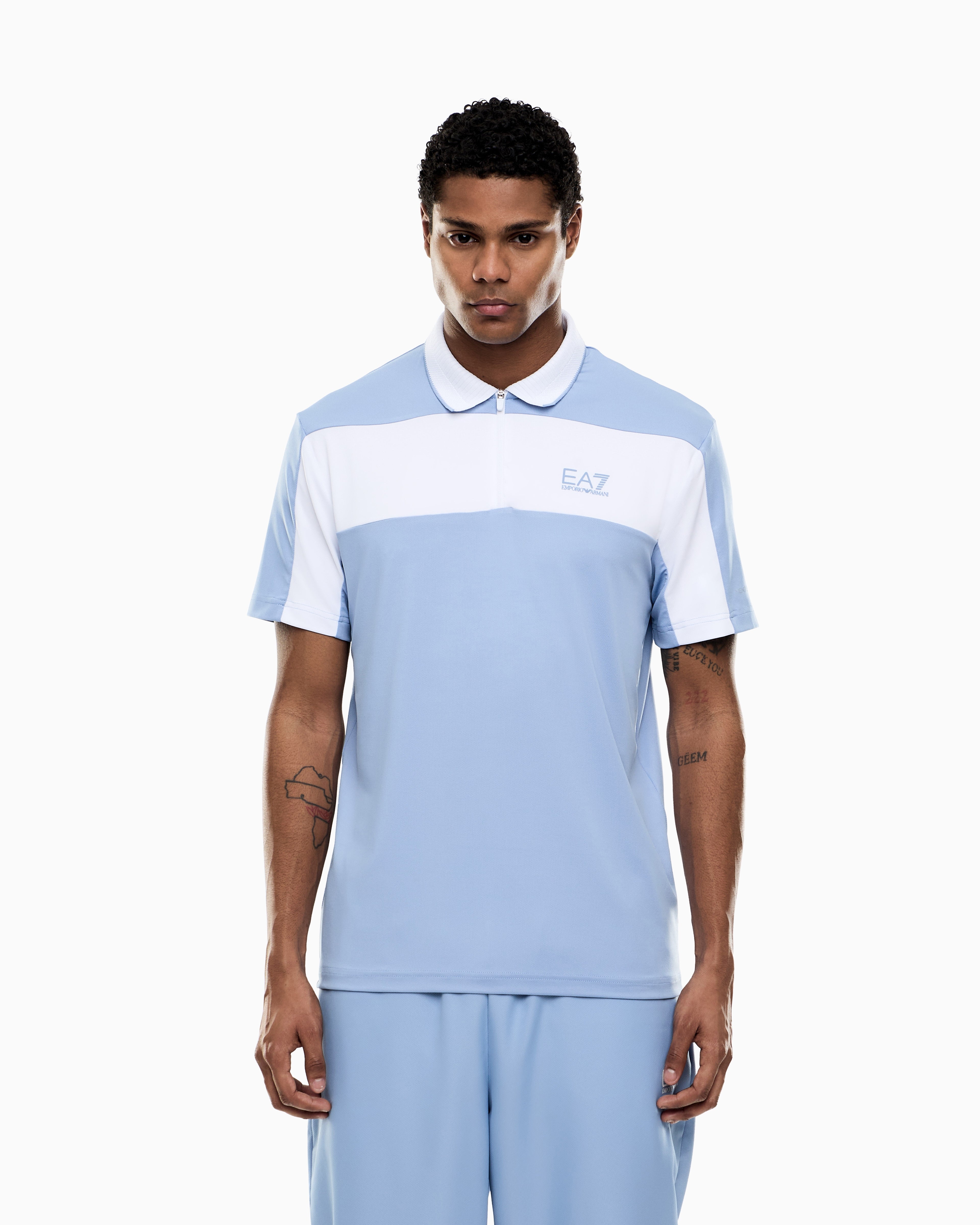 EA7 Tennis Pro zip-up polo shirt in VENTUS7 technical fabric