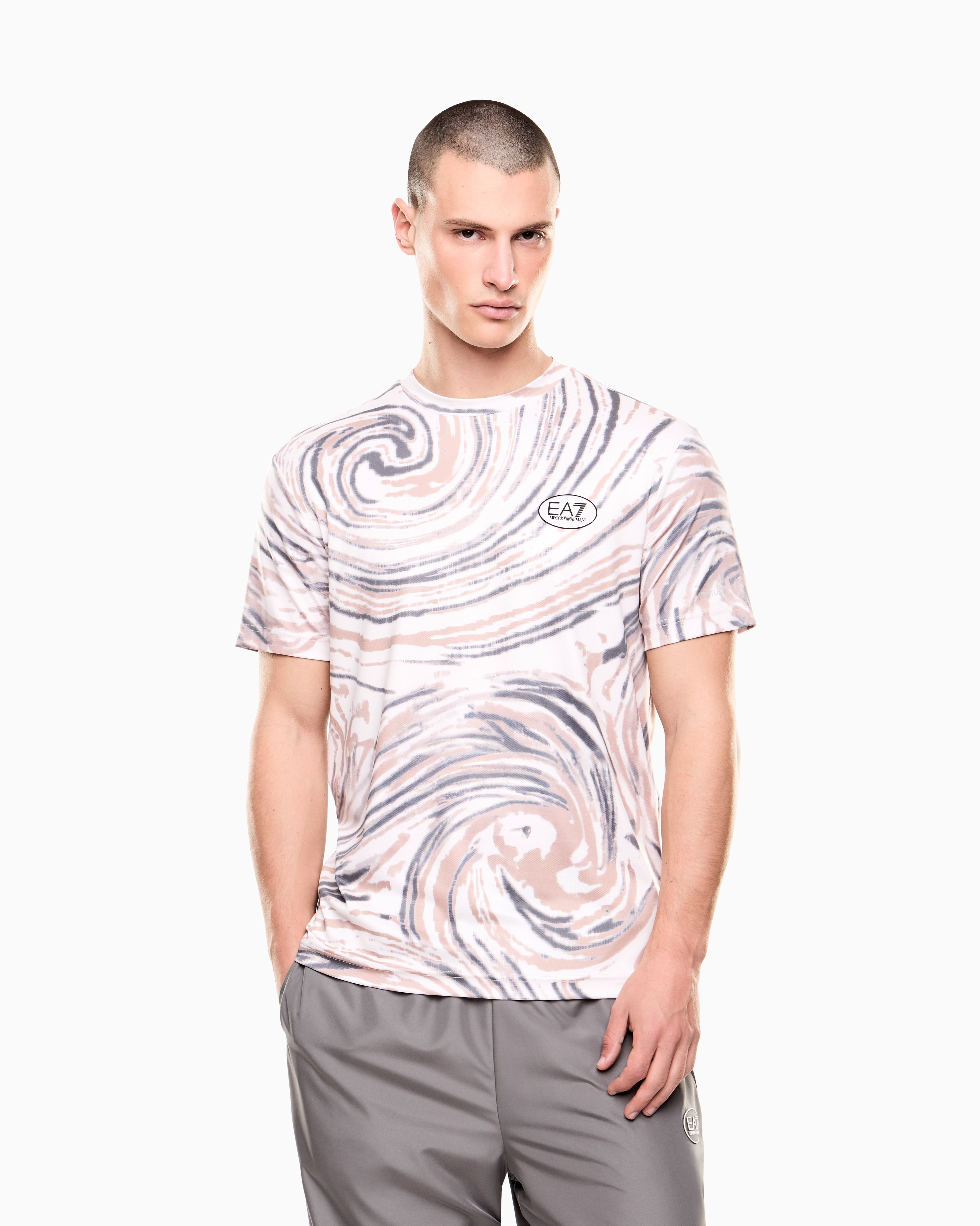 EA7 Tennis Pro print T-shirt in VENTUS7 technical fabric
